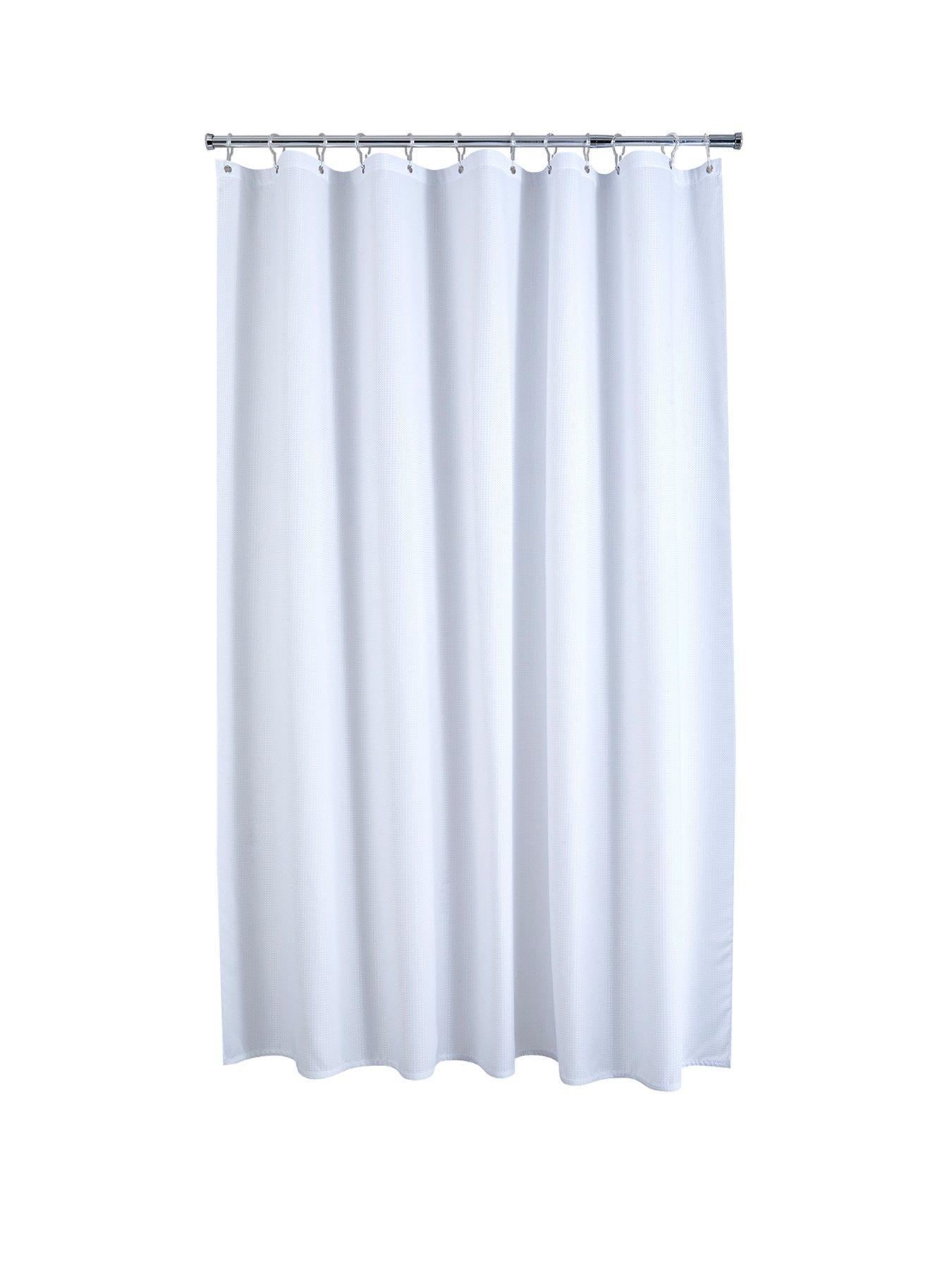 Image 1 of 3 of AQUALONA White Waffle Shower Curtain