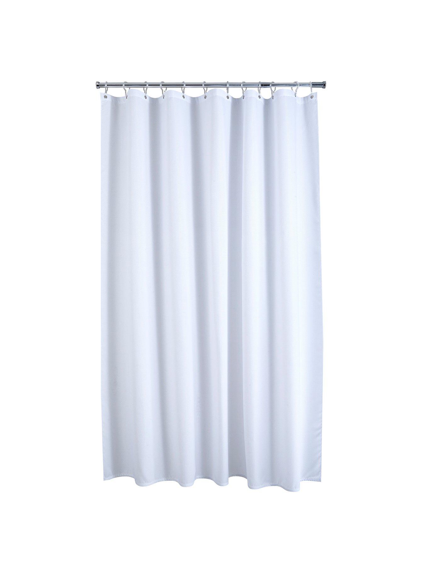 Image 2 of 3 of AQUALONA White Waffle Shower Curtain