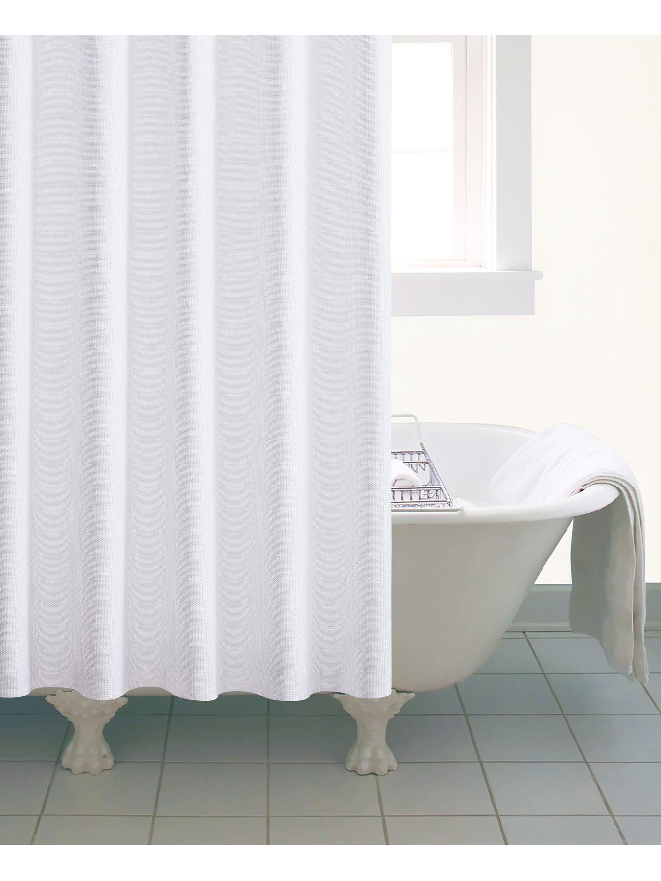 Image 3 of 3 of AQUALONA White Waffle Shower Curtain