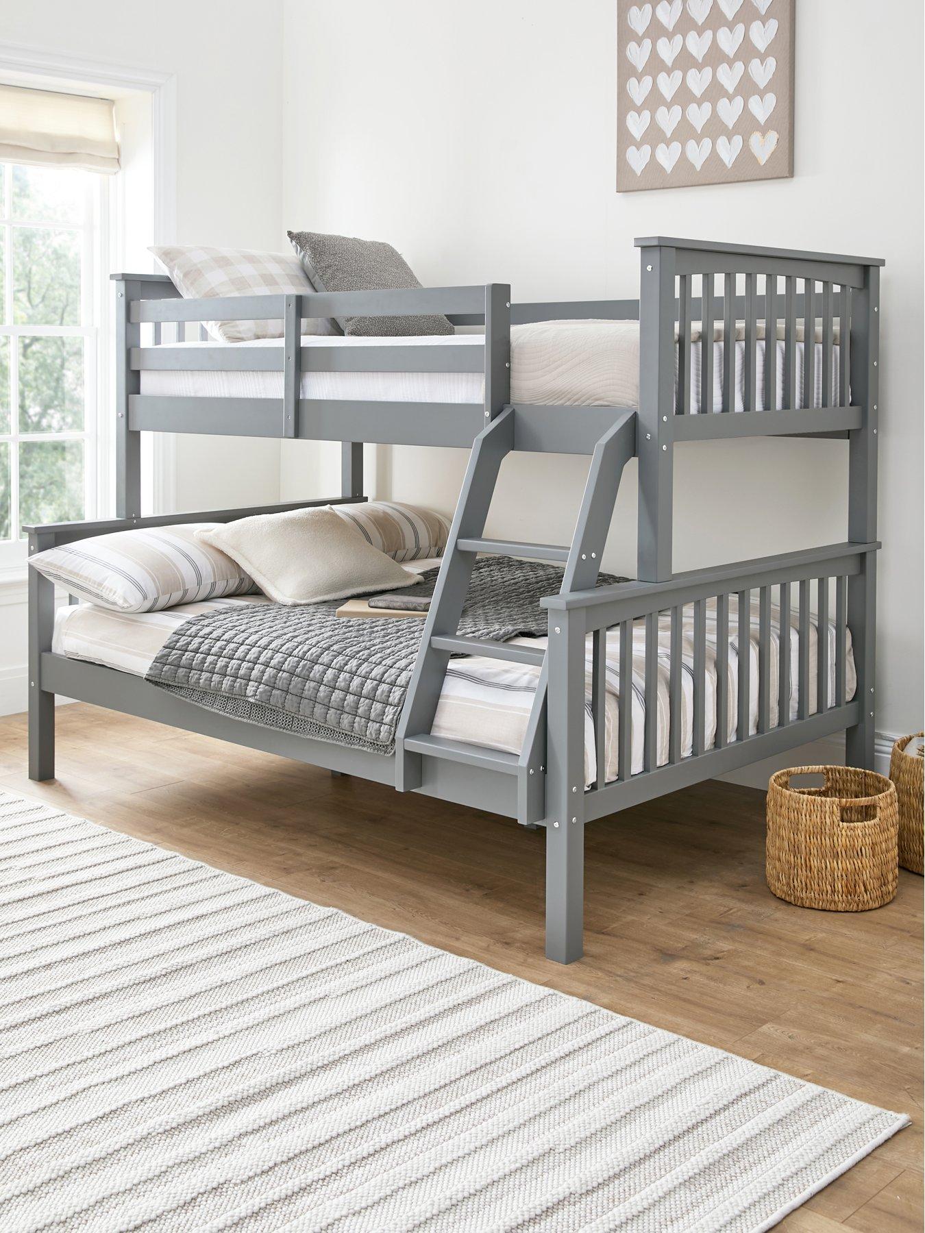 Image of Very Home Novara Detachable Trio Bunk Bed with Mattress Options (Buy  &  SAVE!) – Grey - FSC® Certified