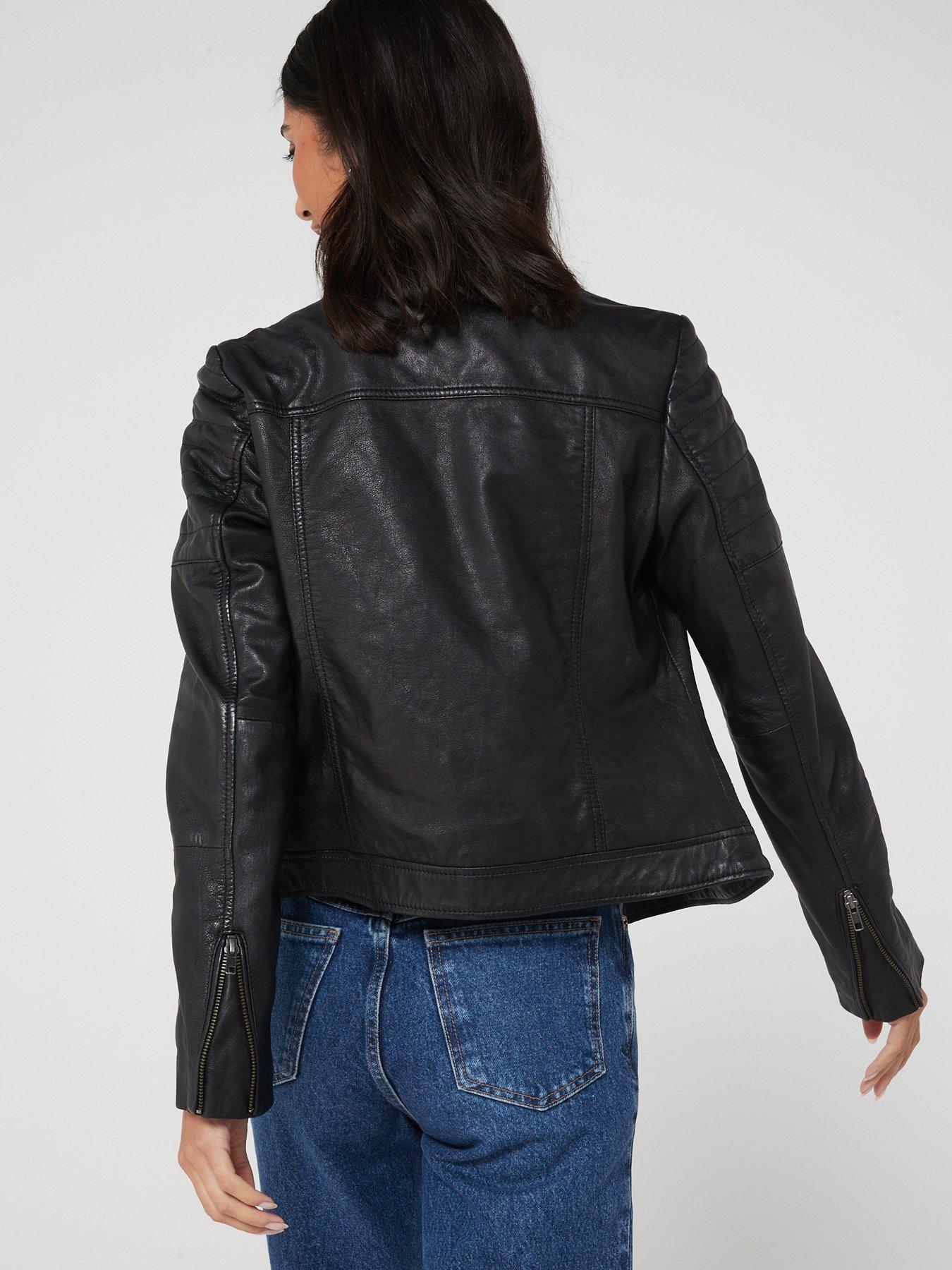 Image 2 of 4 of V by Very Leather Biker Jacket - Black