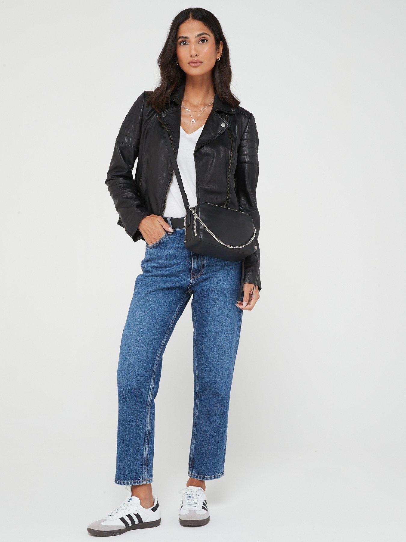Image 3 of 4 of V by Very Leather Biker Jacket - Black