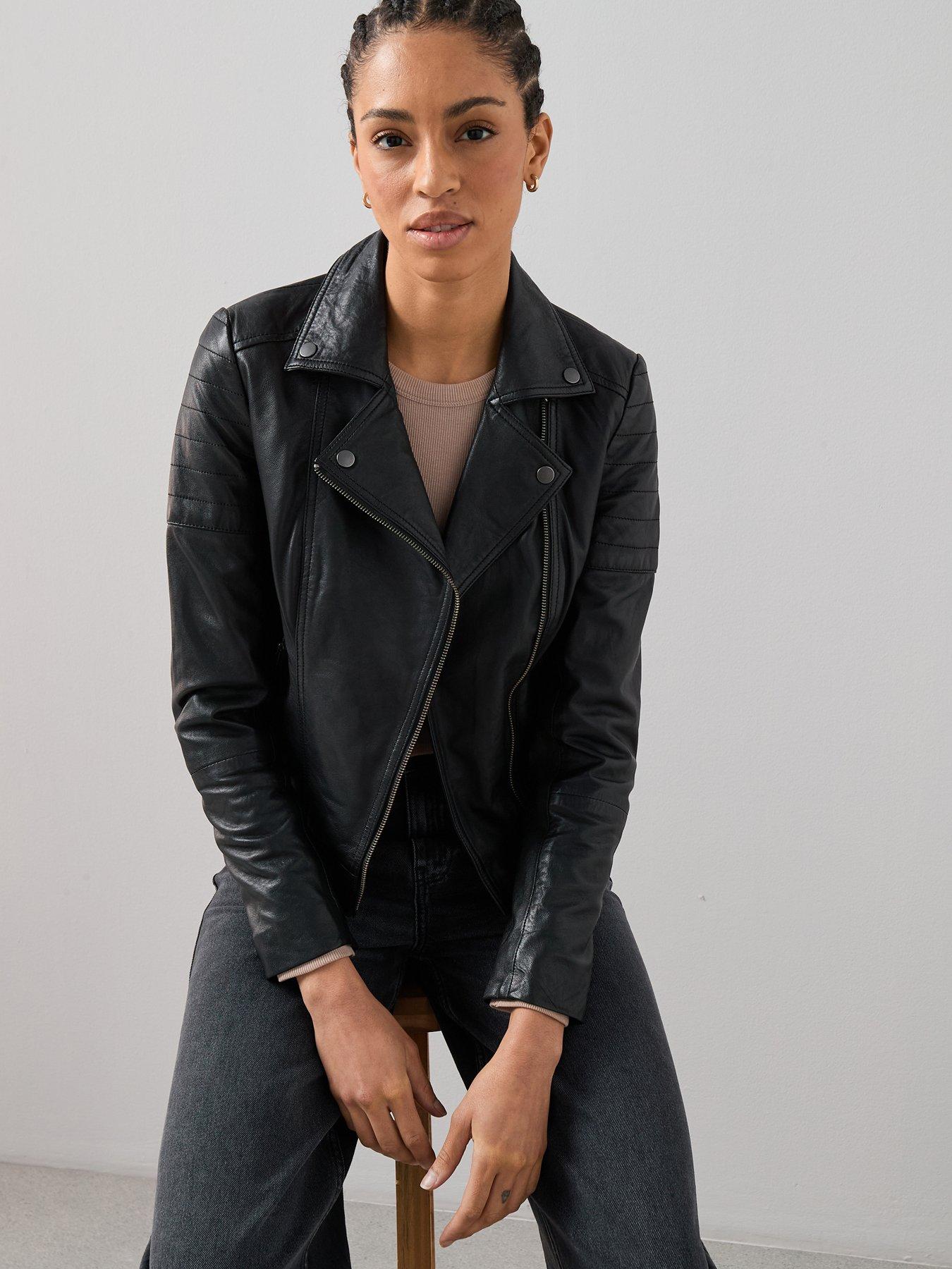 Image 6 of 7 of The Very Collection Leather Biker Jacket - Black
