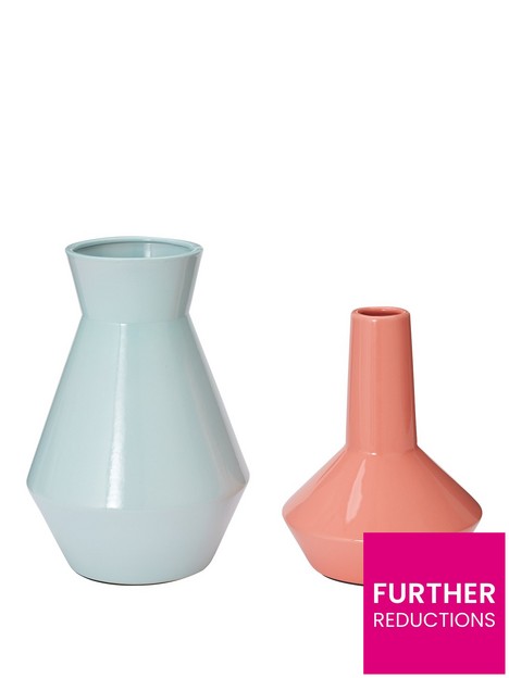 set-of-2-feature-vases-ndash-pink-and-mint