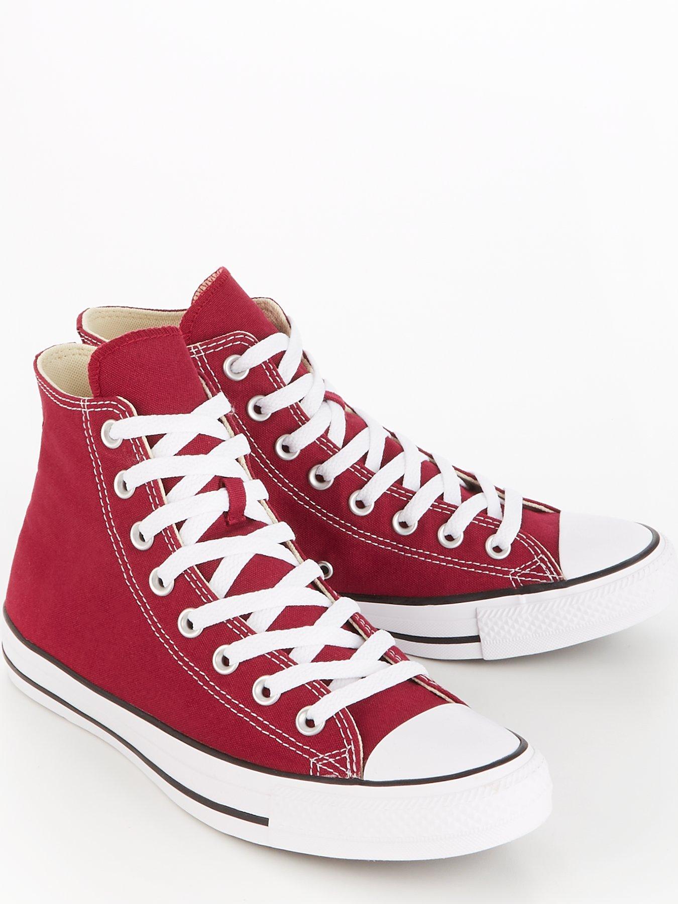 Mens red on sale and black converse