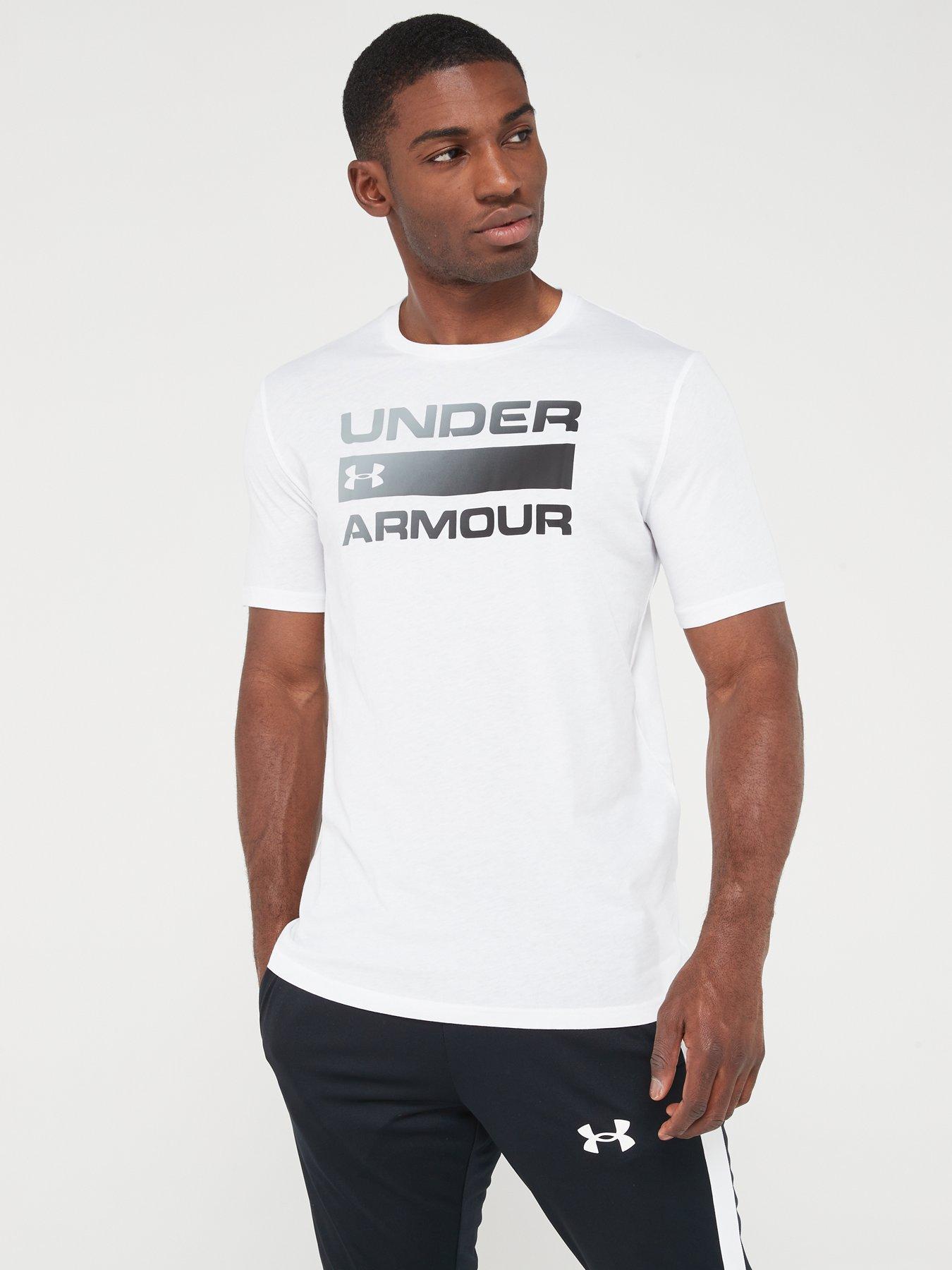 Under Armour Shorts Men 2XL White Swoosh Logo Loose Fit Athletic Running  Jogging