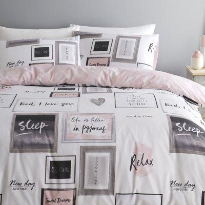 Catherine Lansfield Sleep Dreams Duvet Cover Set - Blush Pink