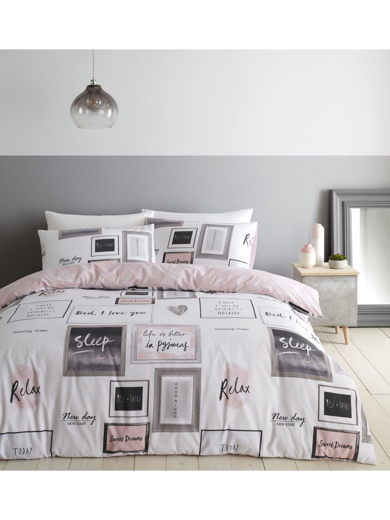 Image 1 of 7 of Catherine Lansfield Sleep Dreams Duvet Cover Set - Blush Pink