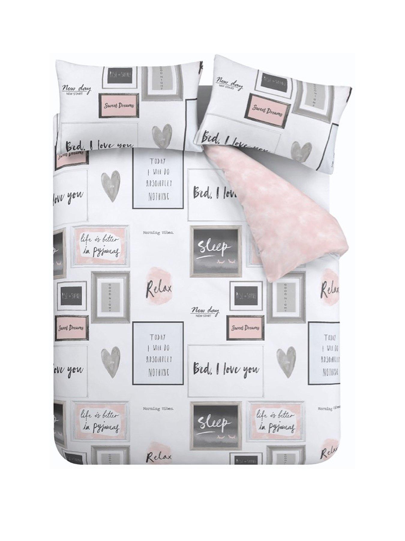 Image 2 of 7 of Catherine Lansfield Sleep Dreams Duvet Cover Set - Blush Pink