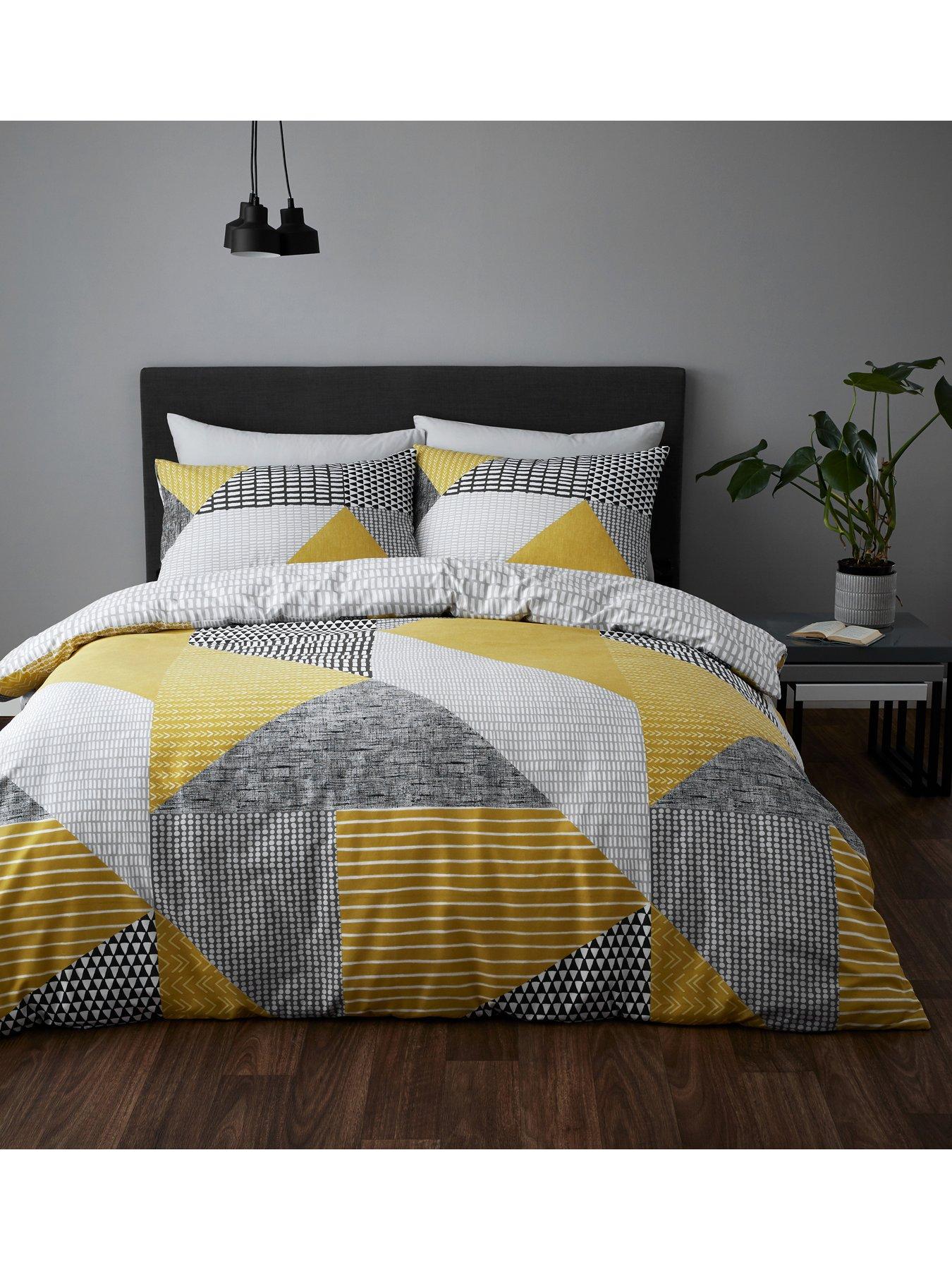 catherine-lansfield-larsson-geo-duvet-cover-set-ochre
