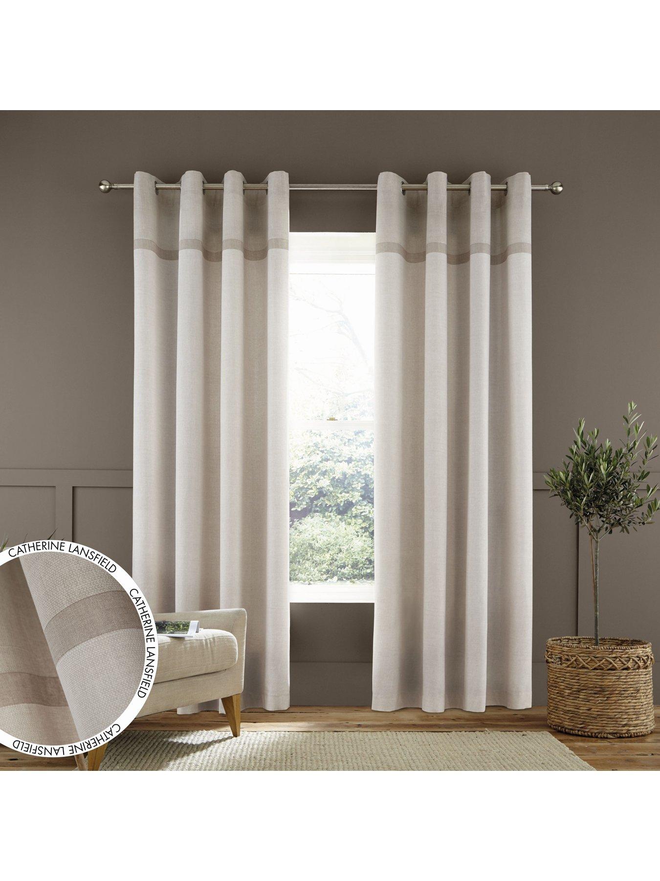 Melville Woven Texture Eyelet Curtains Grey – Ideal