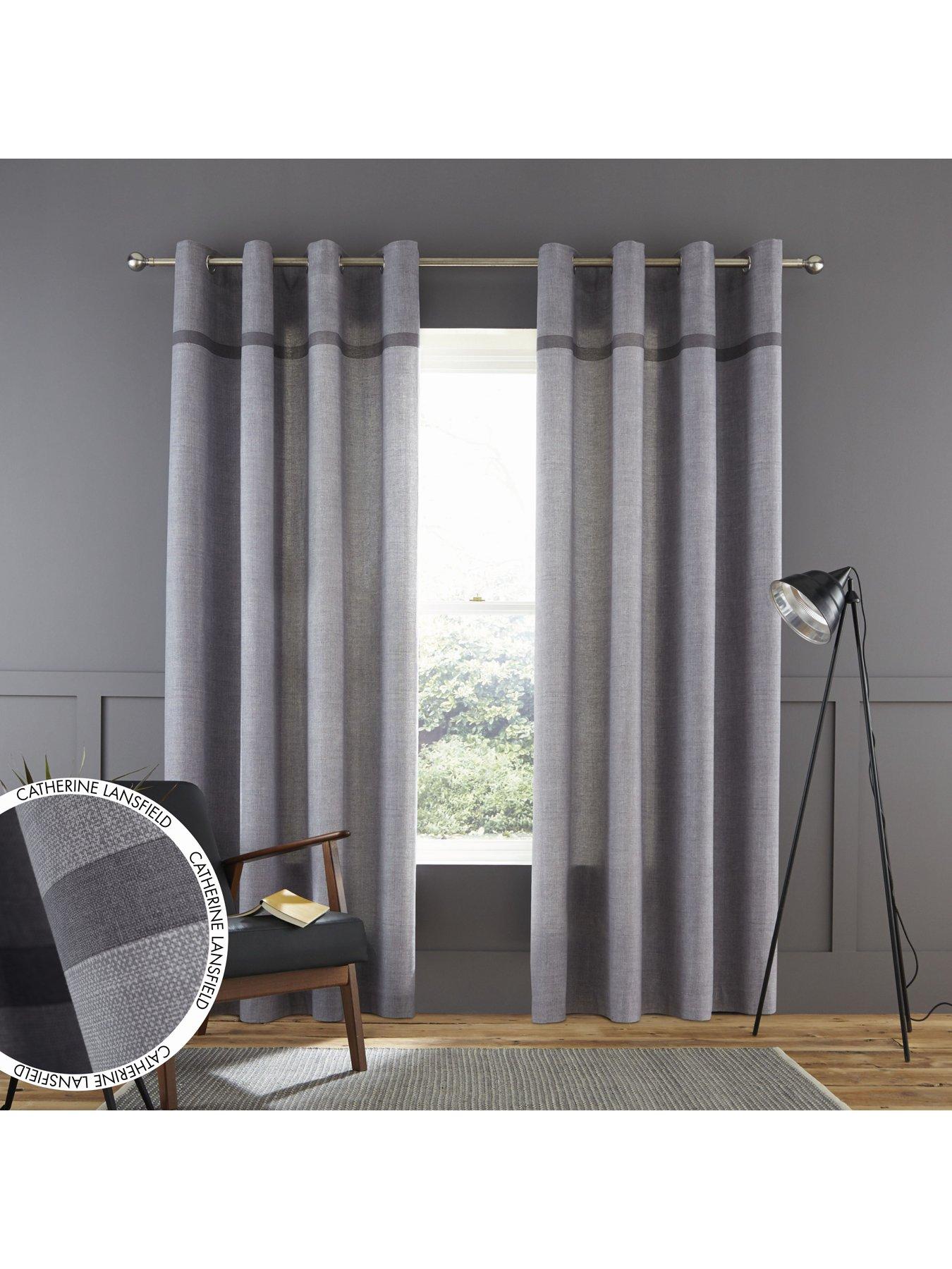Catherine Lansfield Crushed Velvet Eyelet Lined Curtains