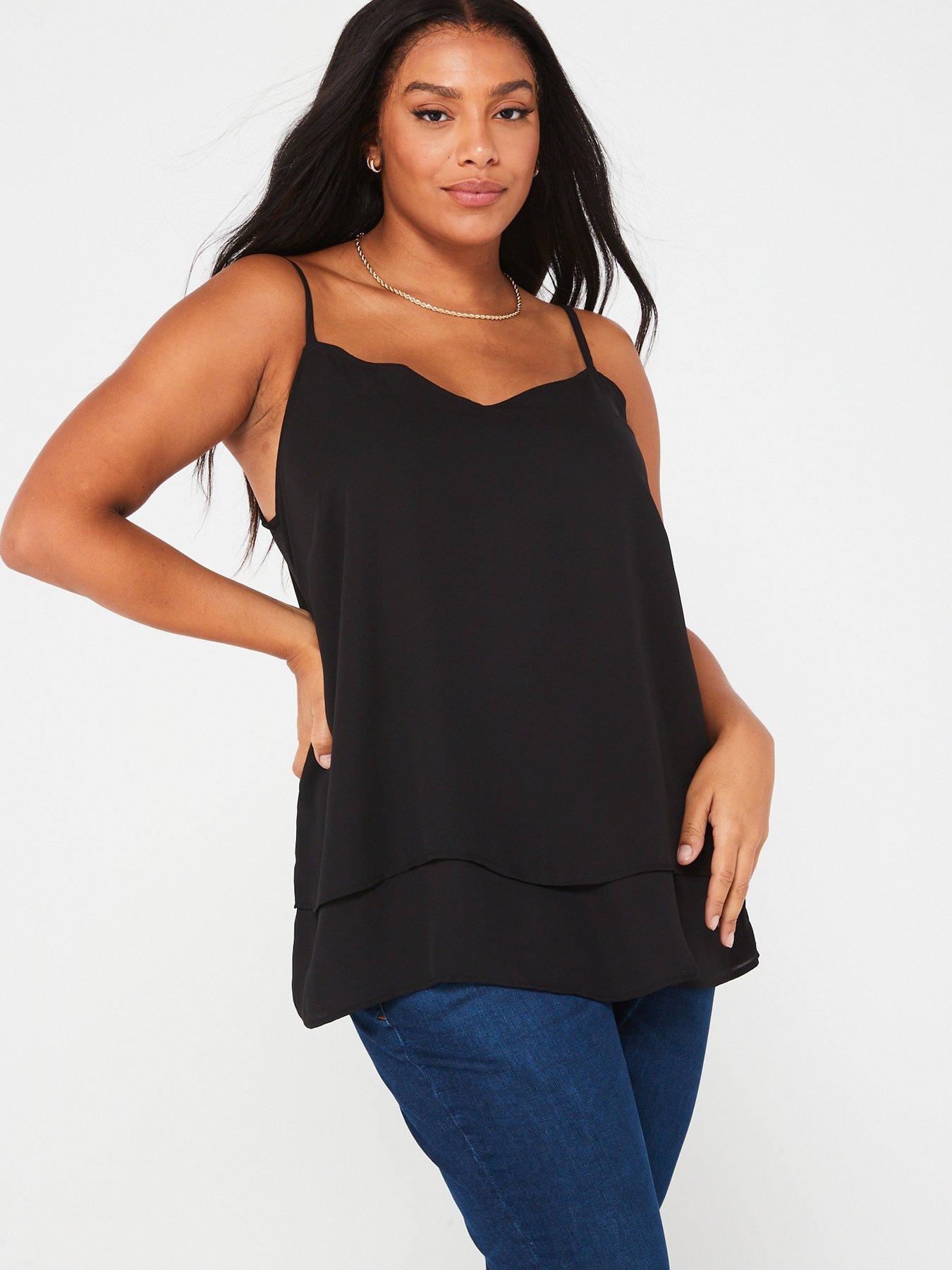V by Very Curve Woven Cami Top - Black | Very Ireland