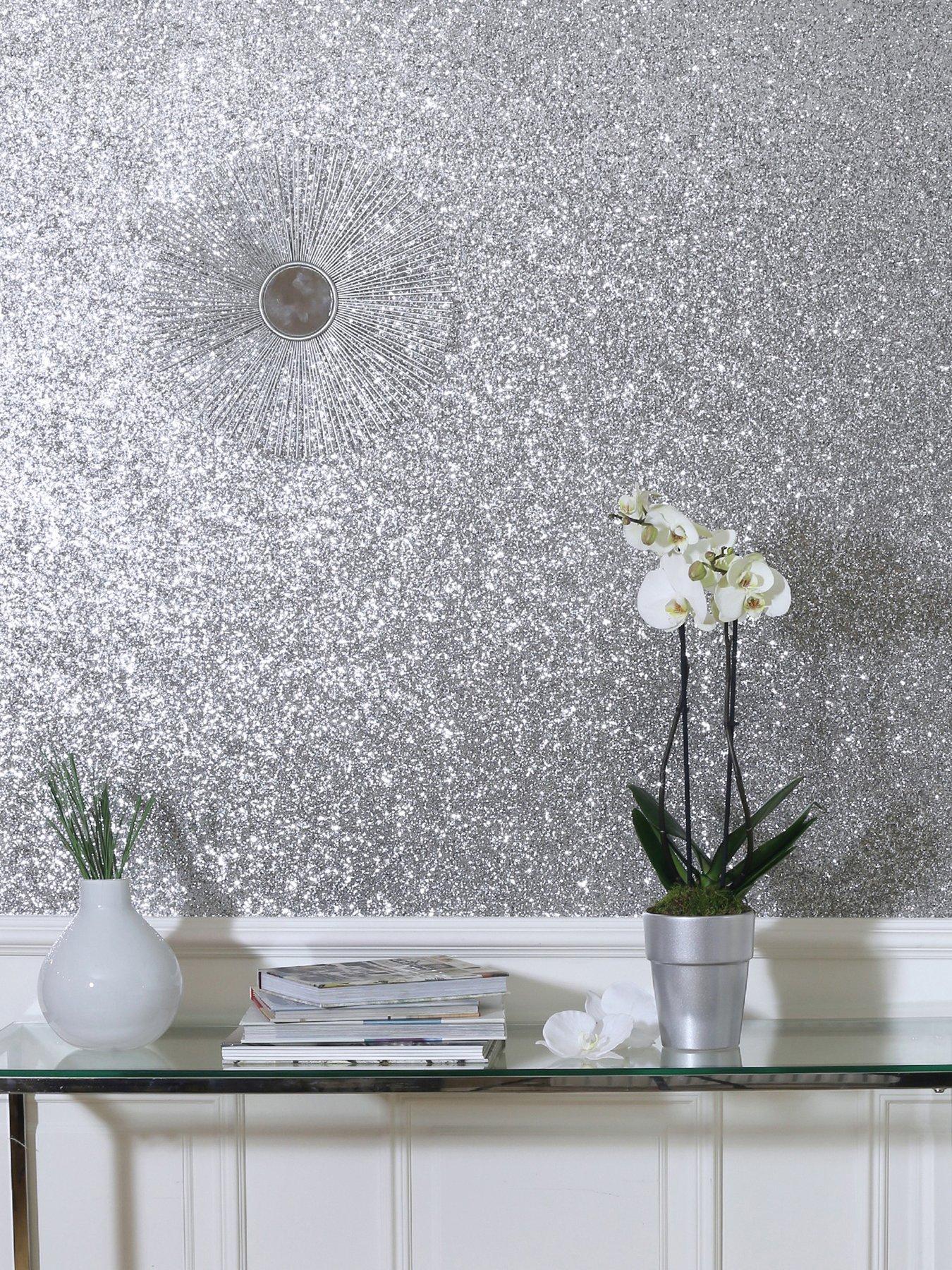 undefined Sequin Sparkle Silver Wallpaper