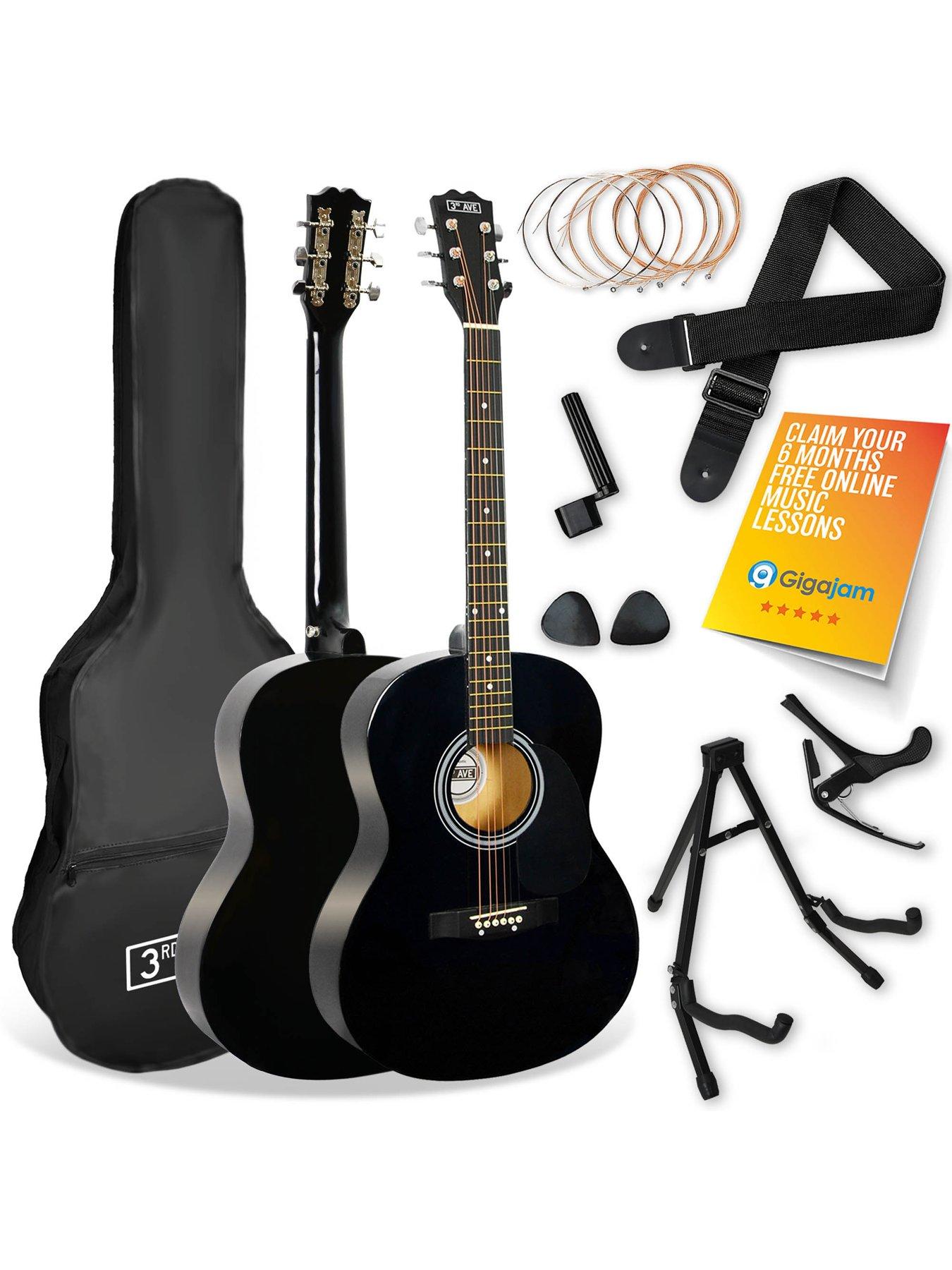 Image 1 of 5 of 3rd Avenue Full Size 4/4 Acoustic Guitar Pack for Beginners - 6 Months FREE Lessons - Black
