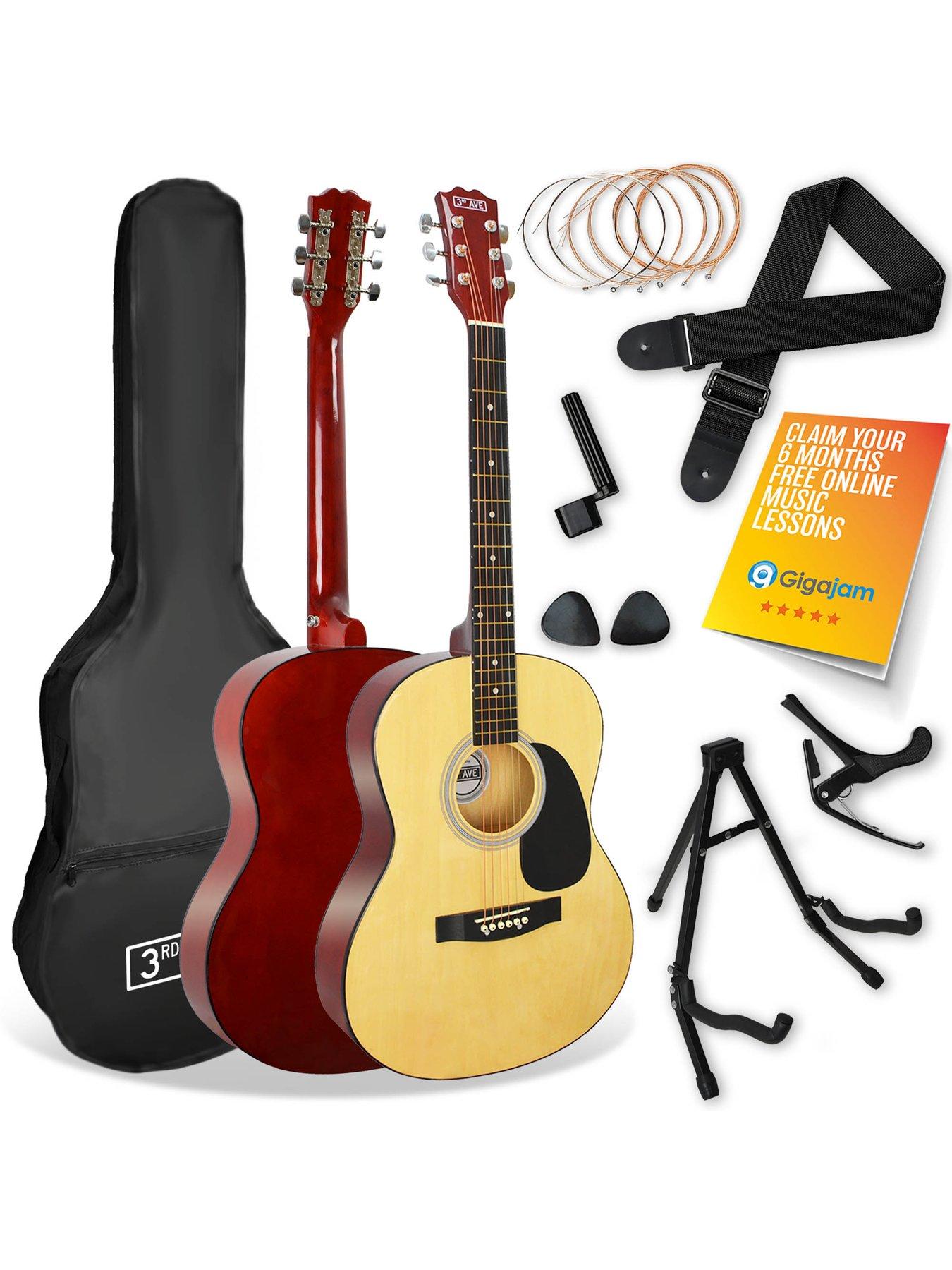 3rd Avenue Full Size 4/4 Acoustic Guitar Pack for Beginners - 6 Months FREE Lessons - Natural