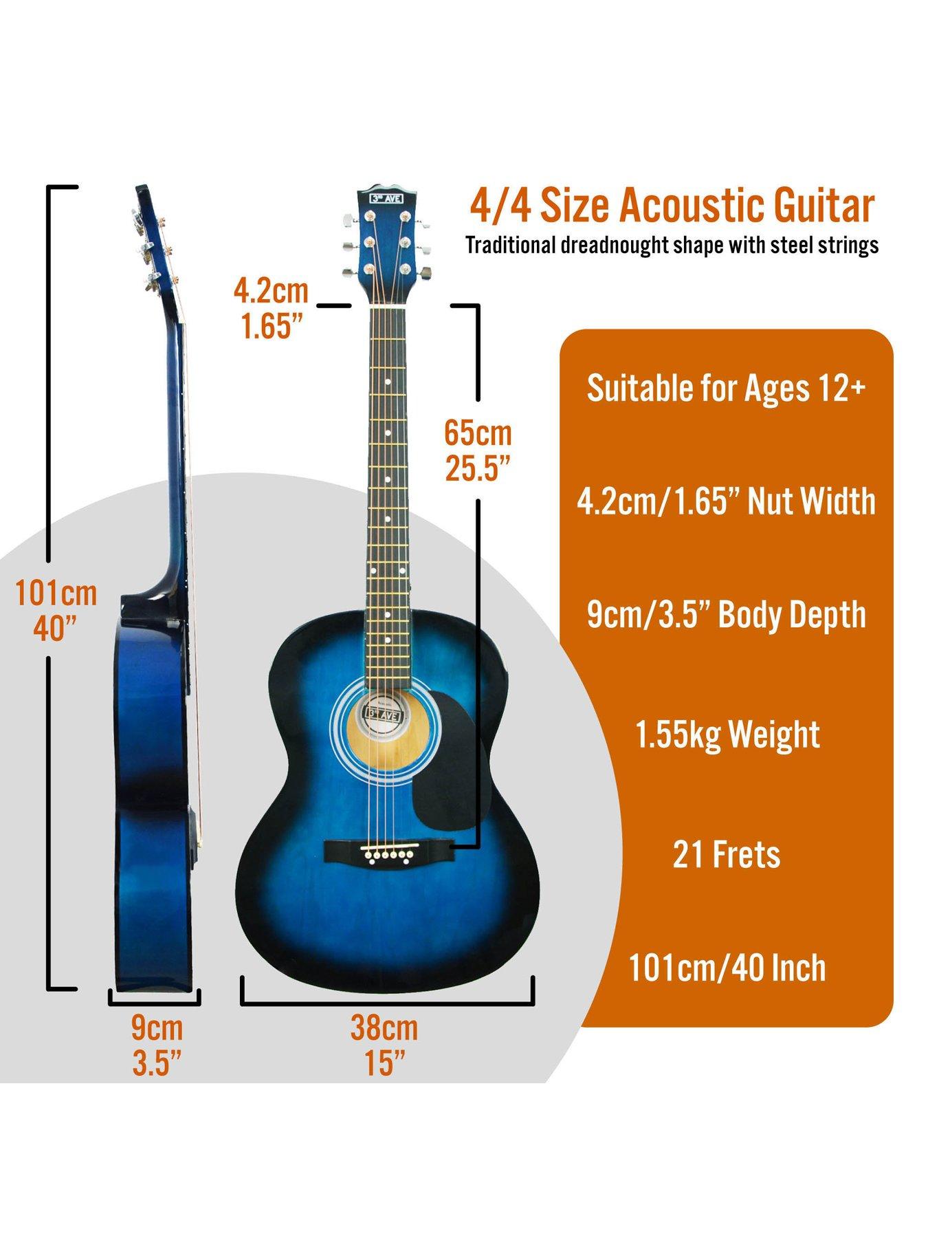 3rd-avenue-full-size-44-acoustic-guitar-pack-for-beginners-6-months-free-lessons-blueburstoutfit