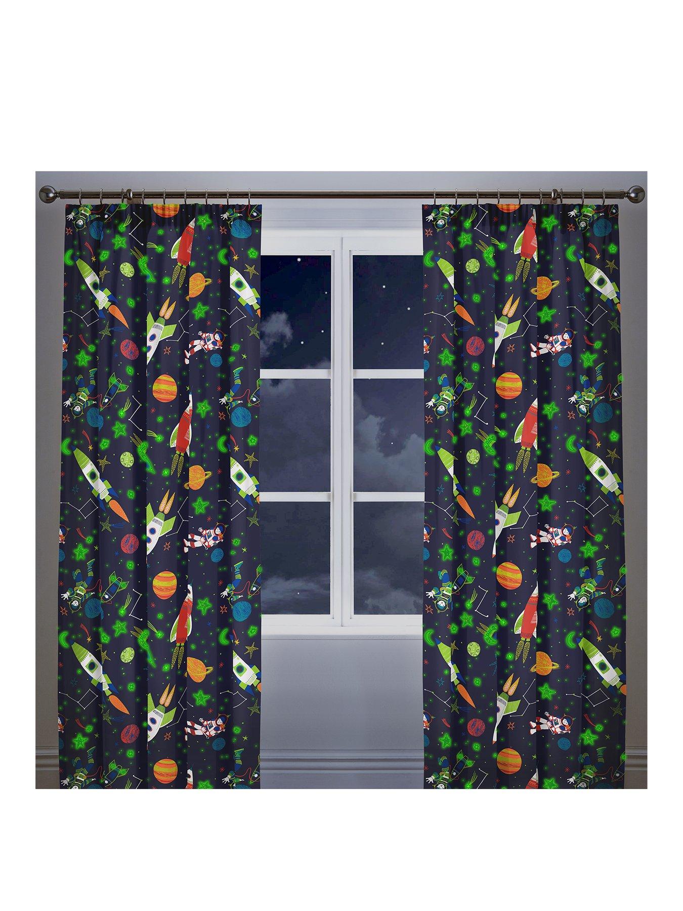 undefined Supersonic Glow In The Dark Lined Pleated Curtains