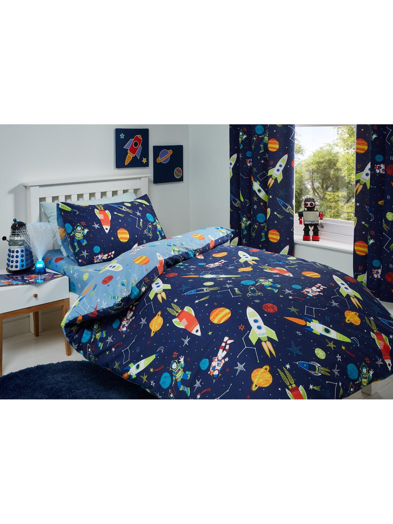 Image 1 of 2 of Bedlam Supersonic Glow In The Dark Single Duvet Cover Set - Multi