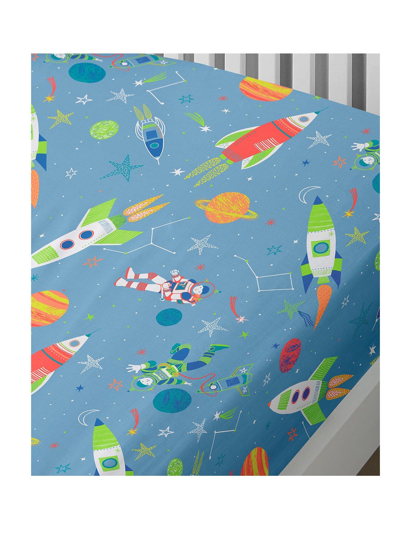 Image 1 of 2 of Bedlam Supersonic Glow In The Dark Single Fitted Sheet - Multi