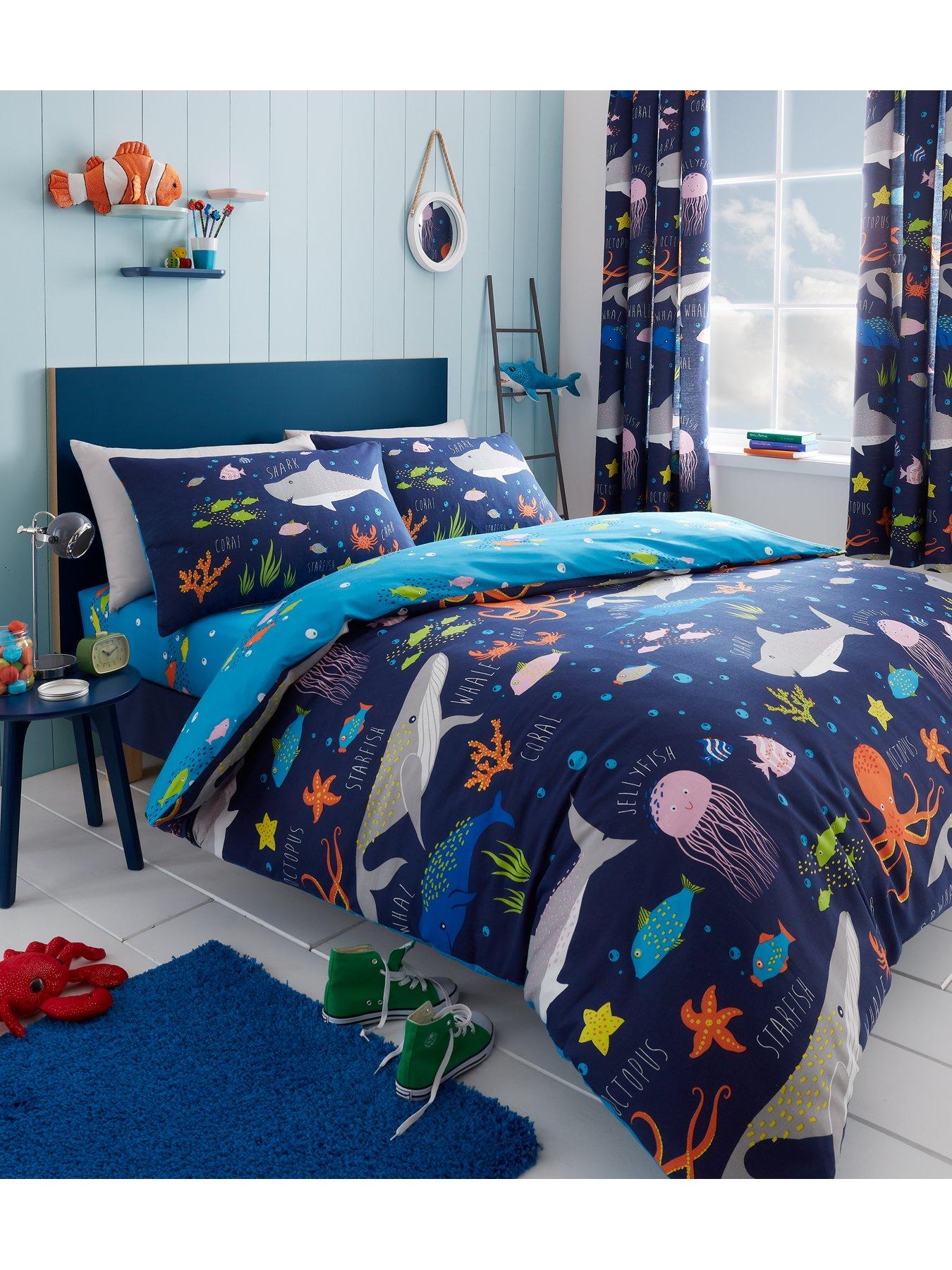Bedlam Sea Life Glow In The Dark Single Duvet Cover Set - Multi | Very ...
