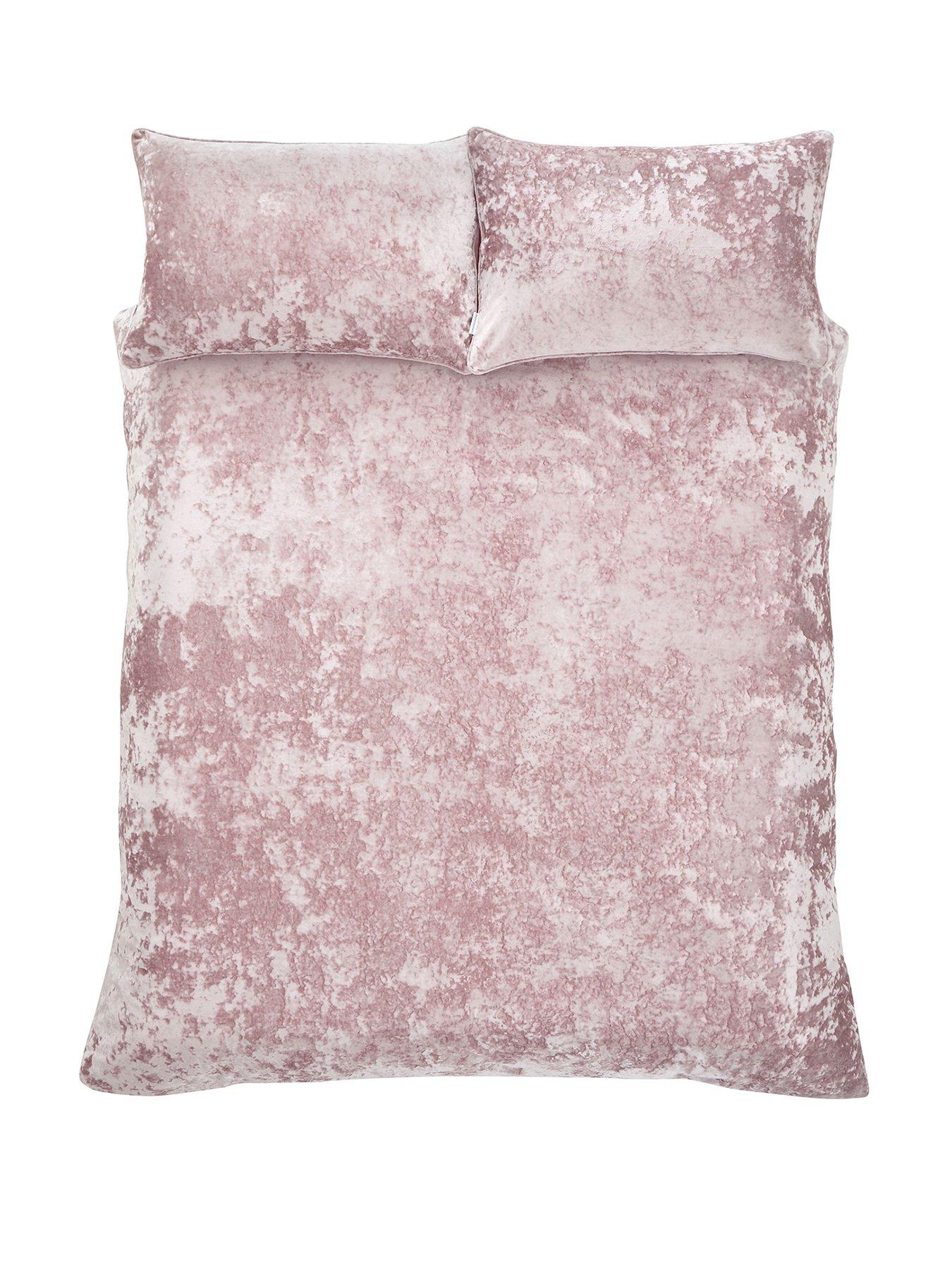 Image 2 of 7 of Catherine Lansfield Crushed Velvet Duvet Cover Set - Blush Pink