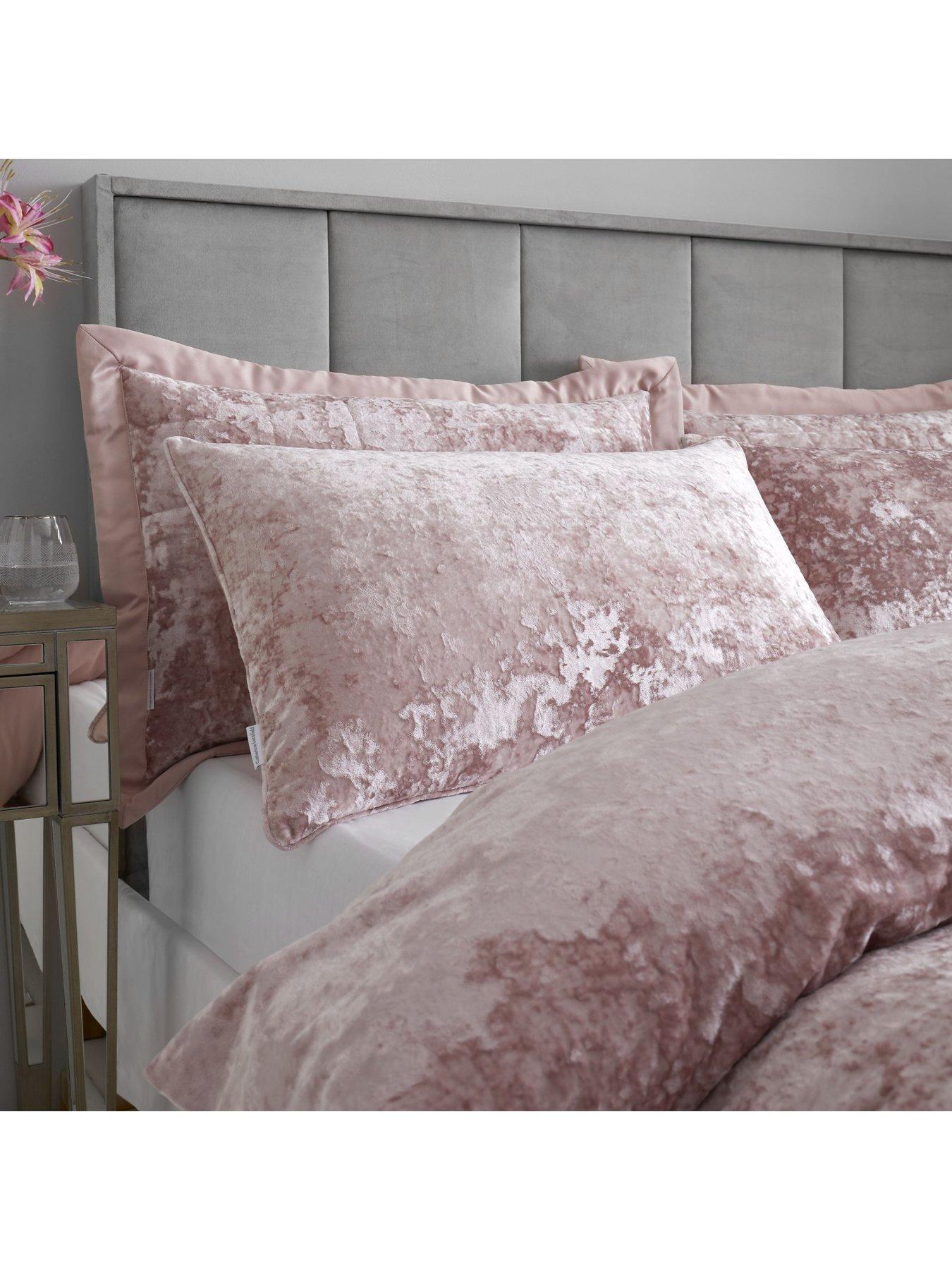 Image 3 of 7 of Catherine Lansfield Crushed Velvet Duvet Cover Set - Blush Pink