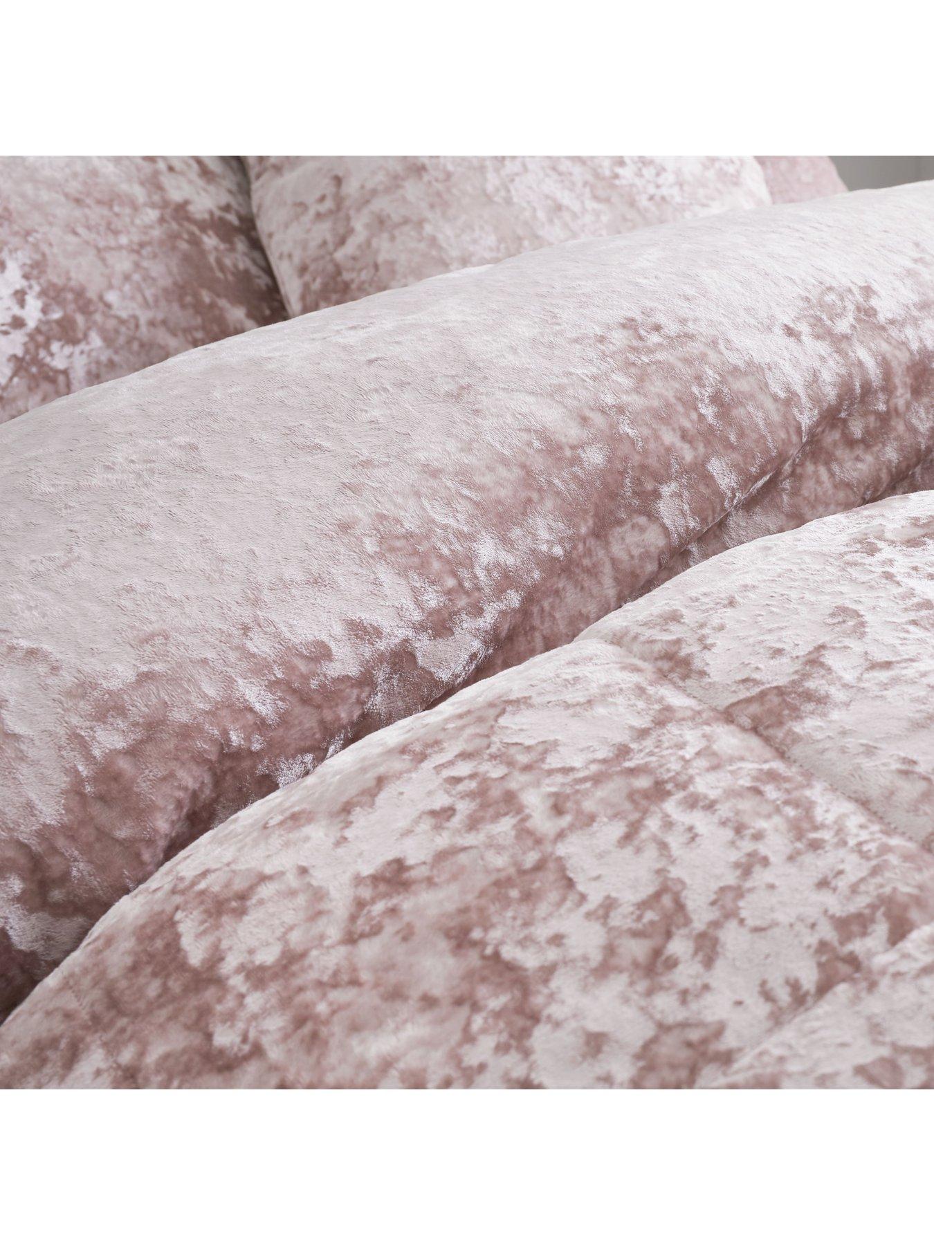Image 4 of 7 of Catherine Lansfield Crushed Velvet Duvet Cover Set - Blush Pink
