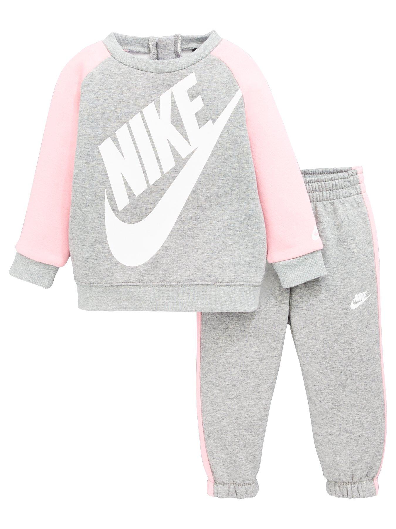 Nike Infant Girls Futura Crew And Jogger Set - Dark Grey