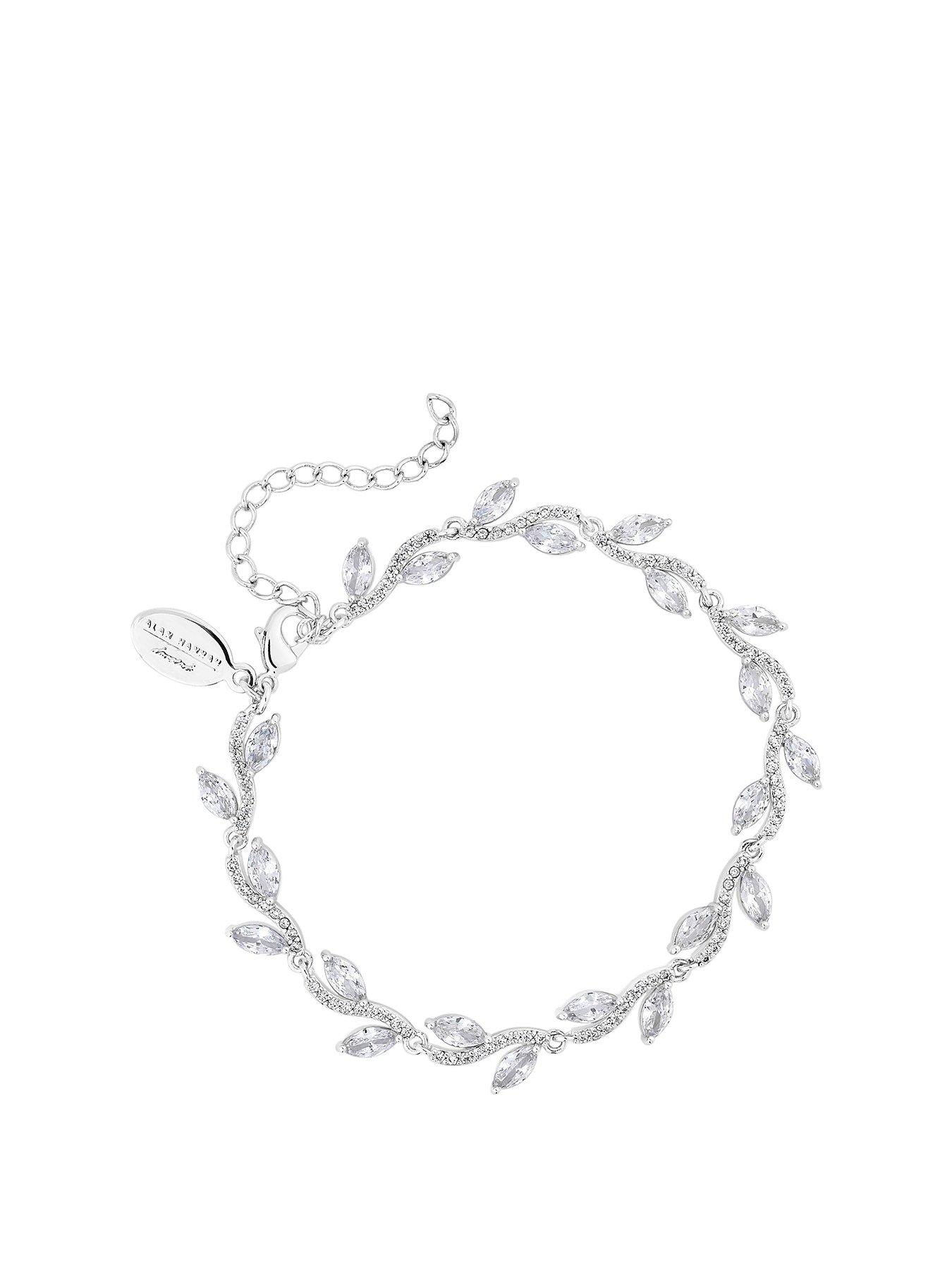 Jon Richard Jon Richard Bridal Pave Wave Leaf Bracelet