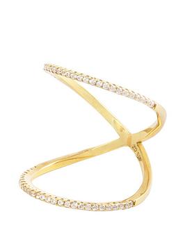 the-love-silver-collection-18ct-gold-plated-silver-micro-cubic-zirconia-curved-double-band-ring