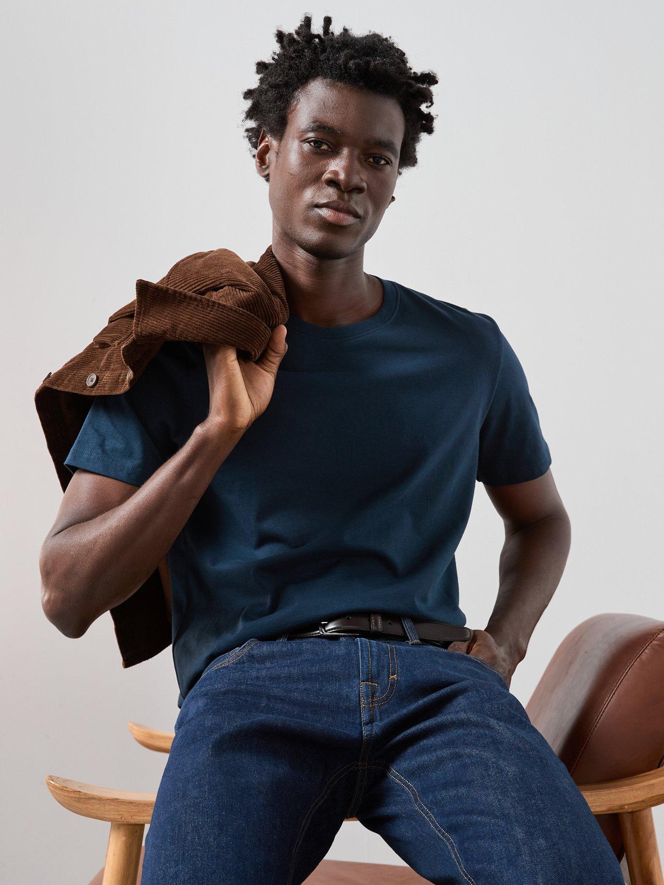 Image 4 of 7 of The Very Collection Mens Pure Cotton Crew Neck T-Shirt - Navy