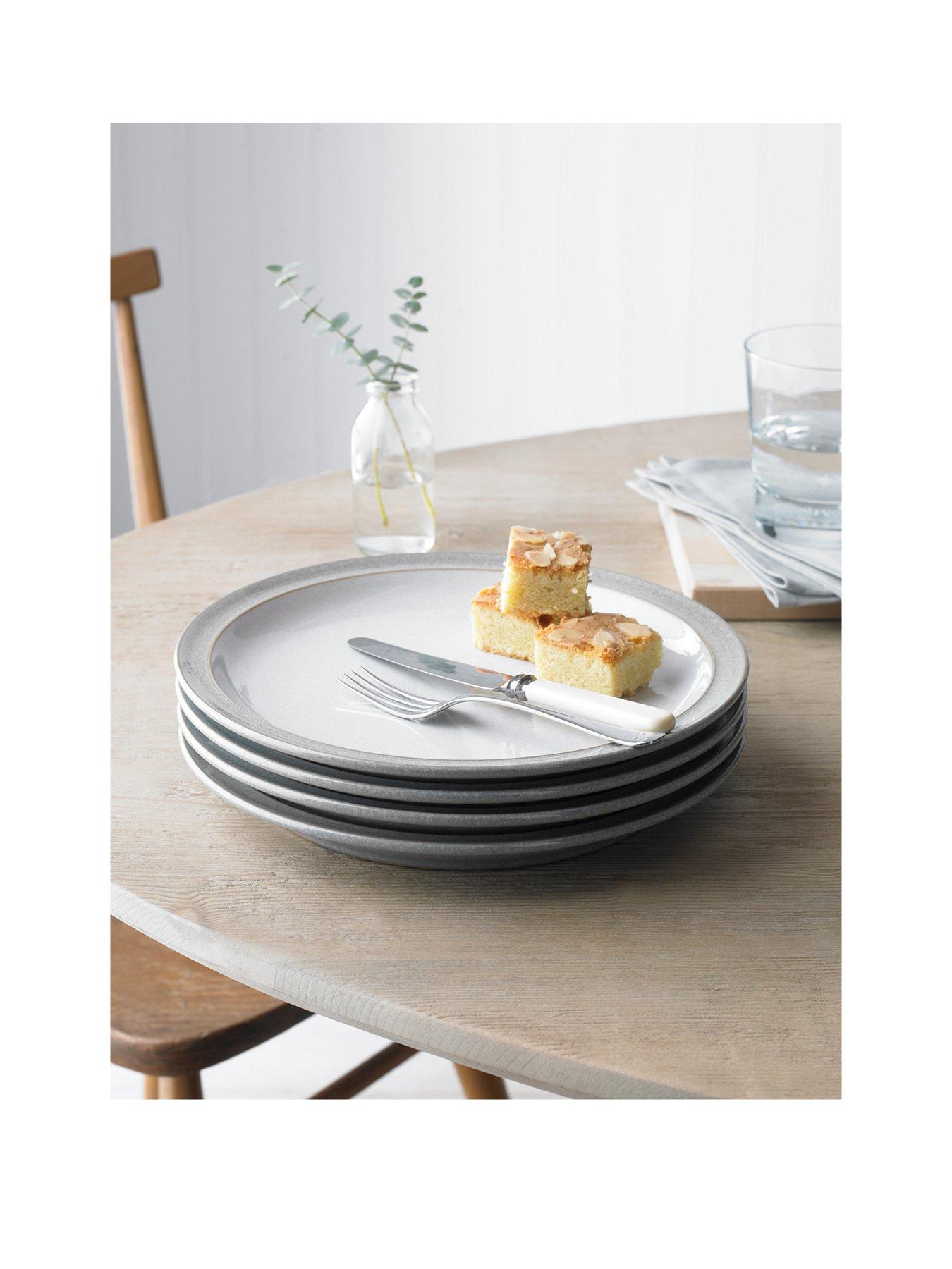 Image 1 of 3 of Denby Elements Light Grey Speckle Dinner Plates &ndash; Set of 4