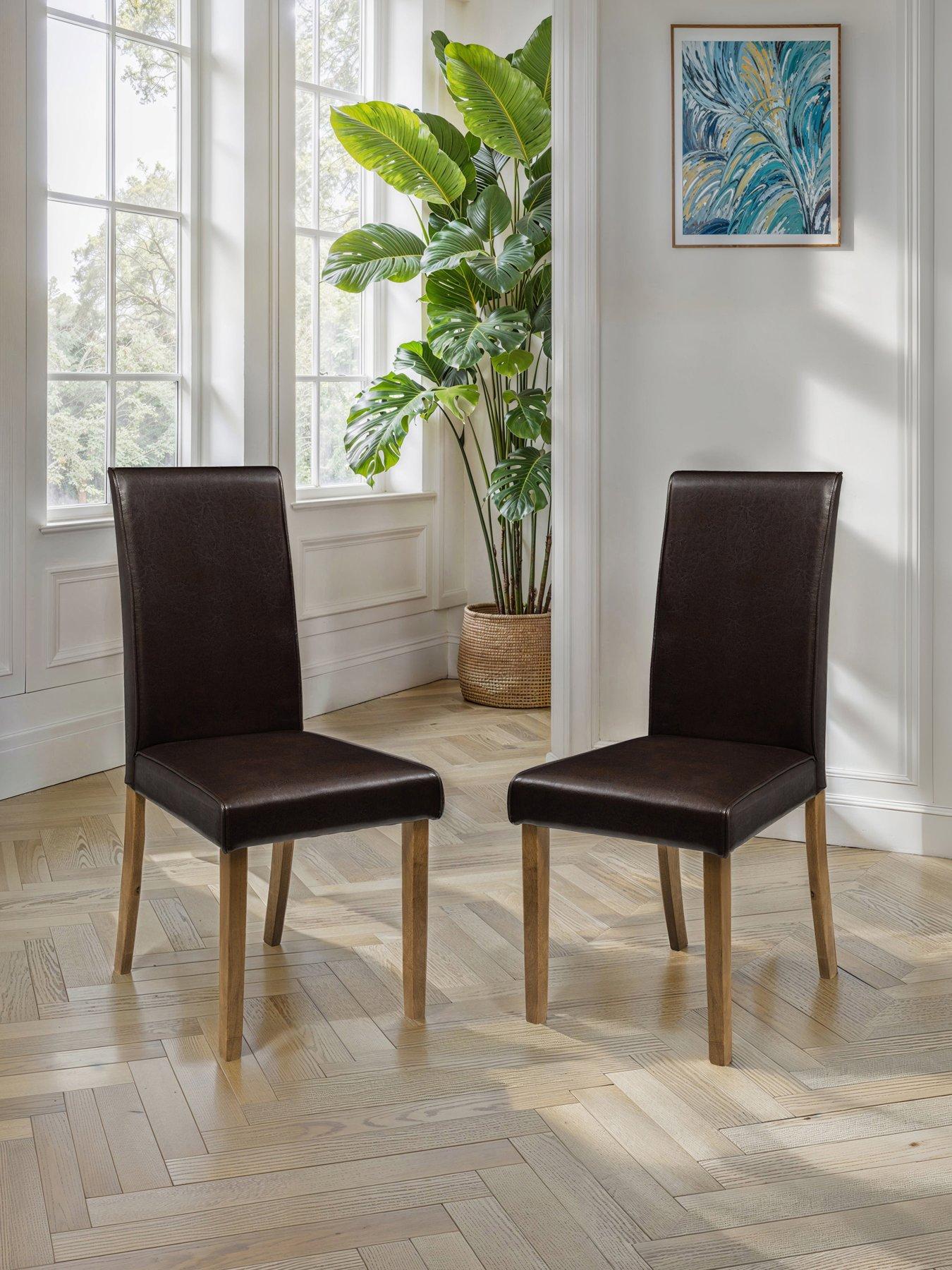 Julian Bowen Pair of Hudson Faux Leather Dining Chairs Brown