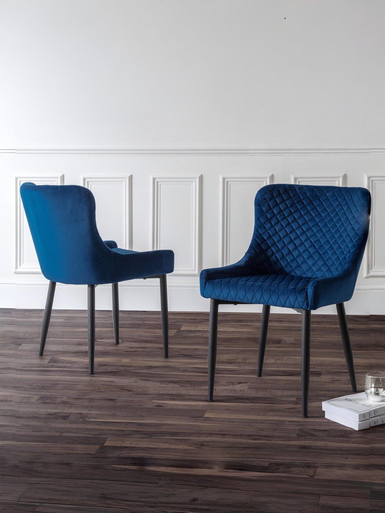 Julian Bowen Pair Of Luxe Velvet Dining Chairs - Blue