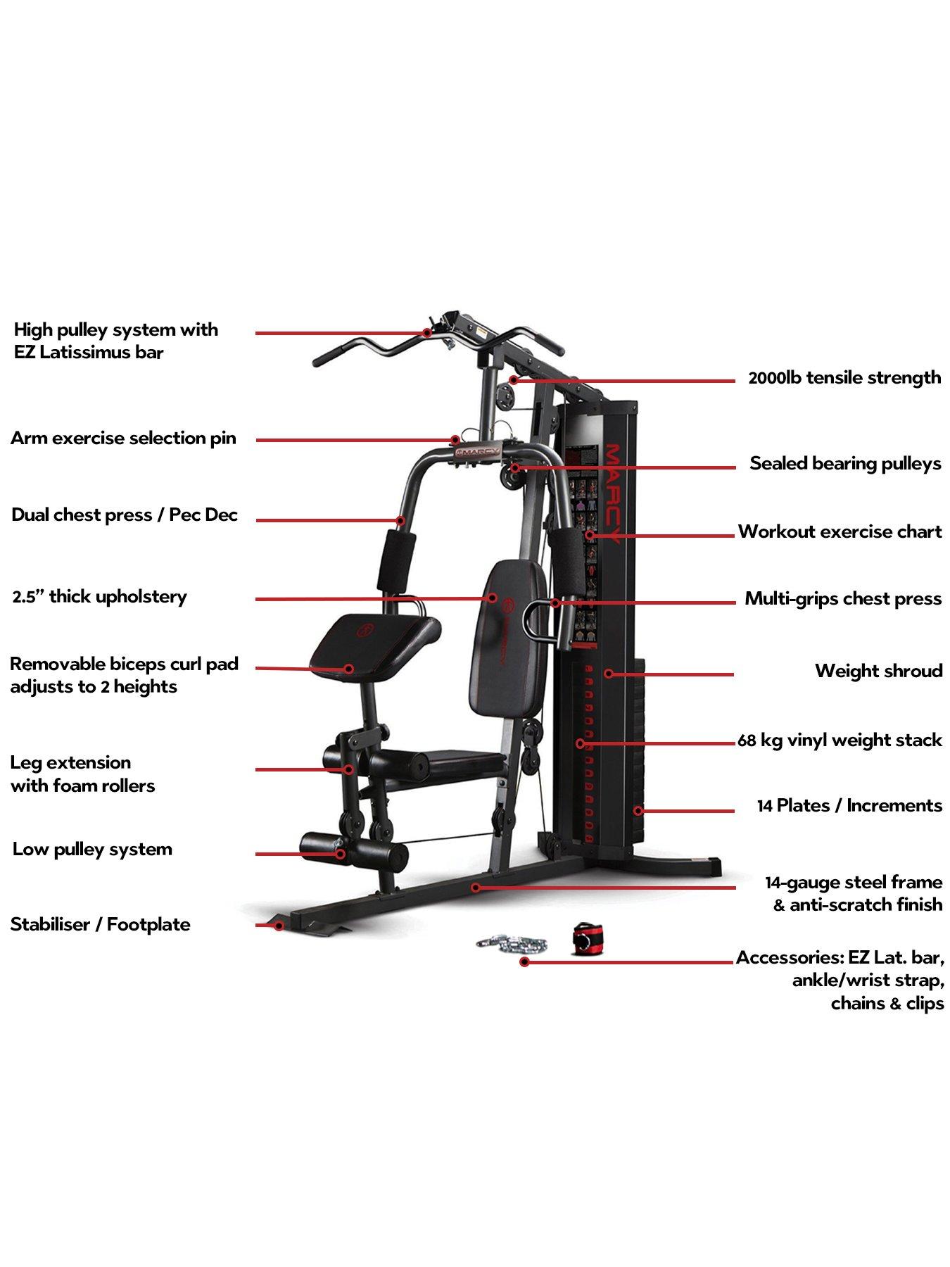 Marcy PM4400 Leverage Home Gym with Weight Bench Exercise Guide 