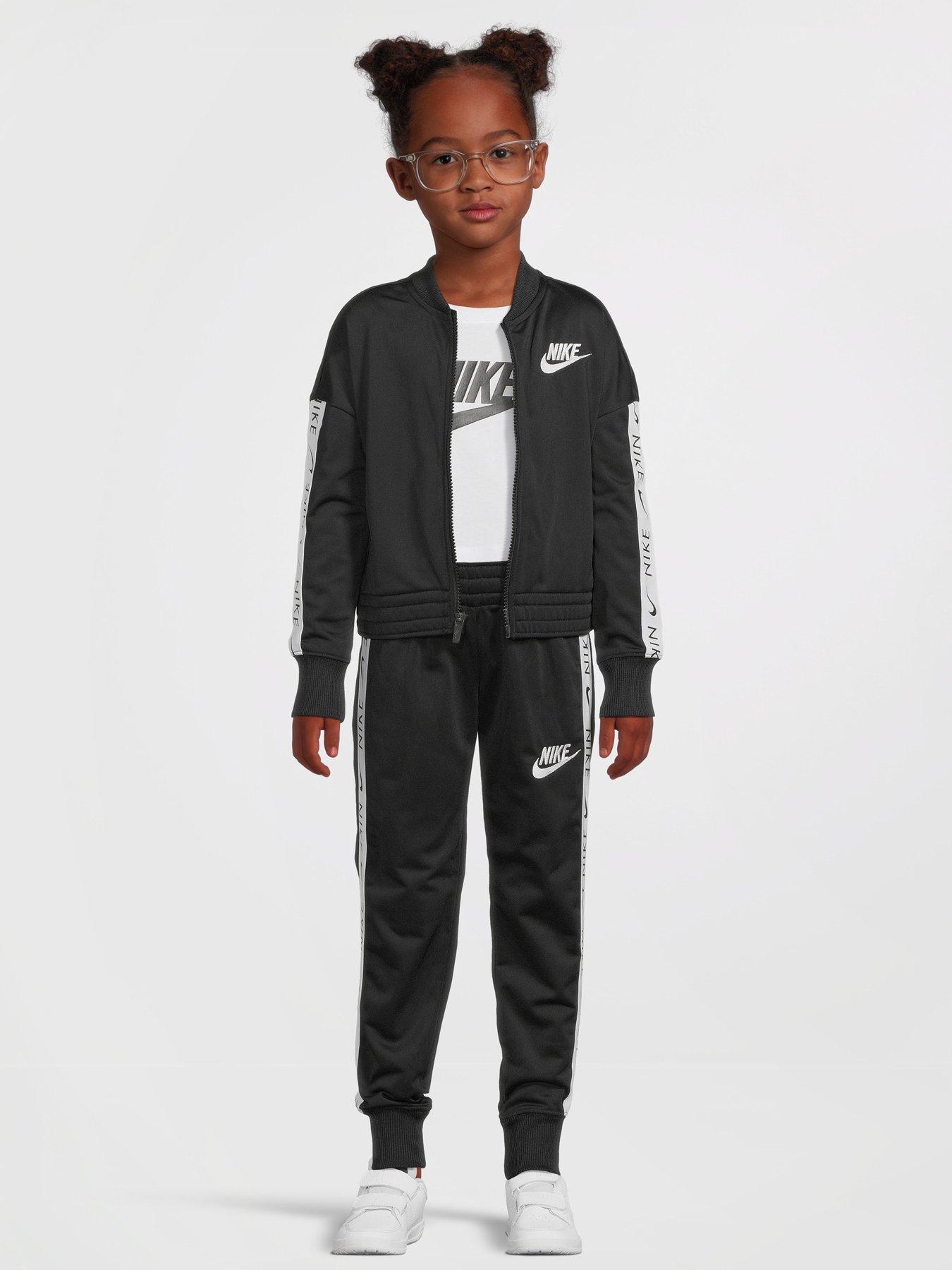 Girls black best sale nike tracksuit