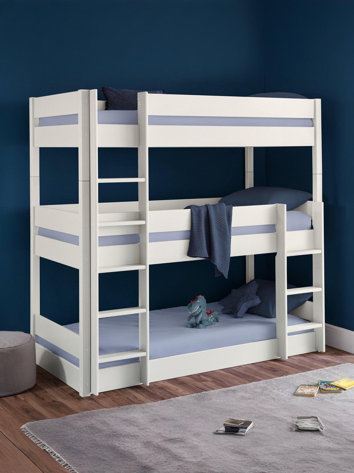 Image of Julian Bowen Trio Triple Stacker Bunk Bed with Spring Mattress Option - White