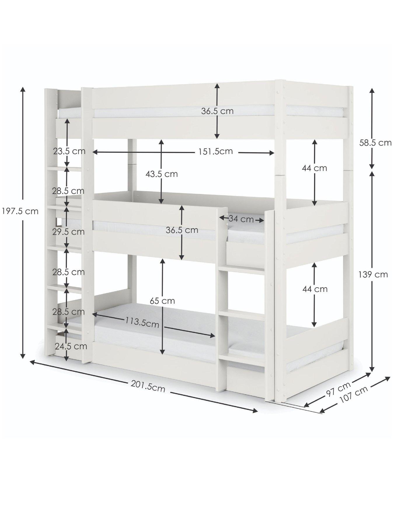 Image 5 of 7 of Julian Bowen Trio Triple Stacker Bunk Bed with Spring Mattress Option - White