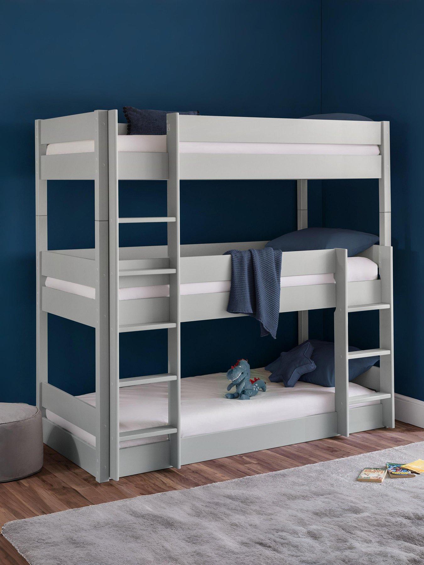 Image 1 of 7 of Julian Bowen Trio Triple Stacker Bunk Bed with Spring Mattress Option - Light Grey