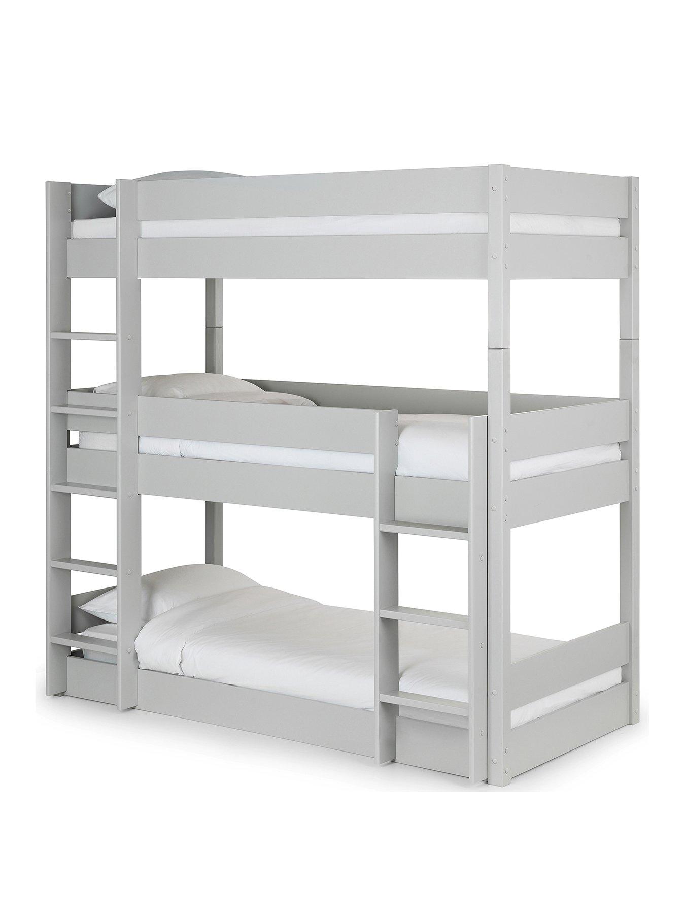 Image 2 of 7 of Julian Bowen Trio Triple Stacker Bunk Bed with Spring Mattress Option - Light Grey