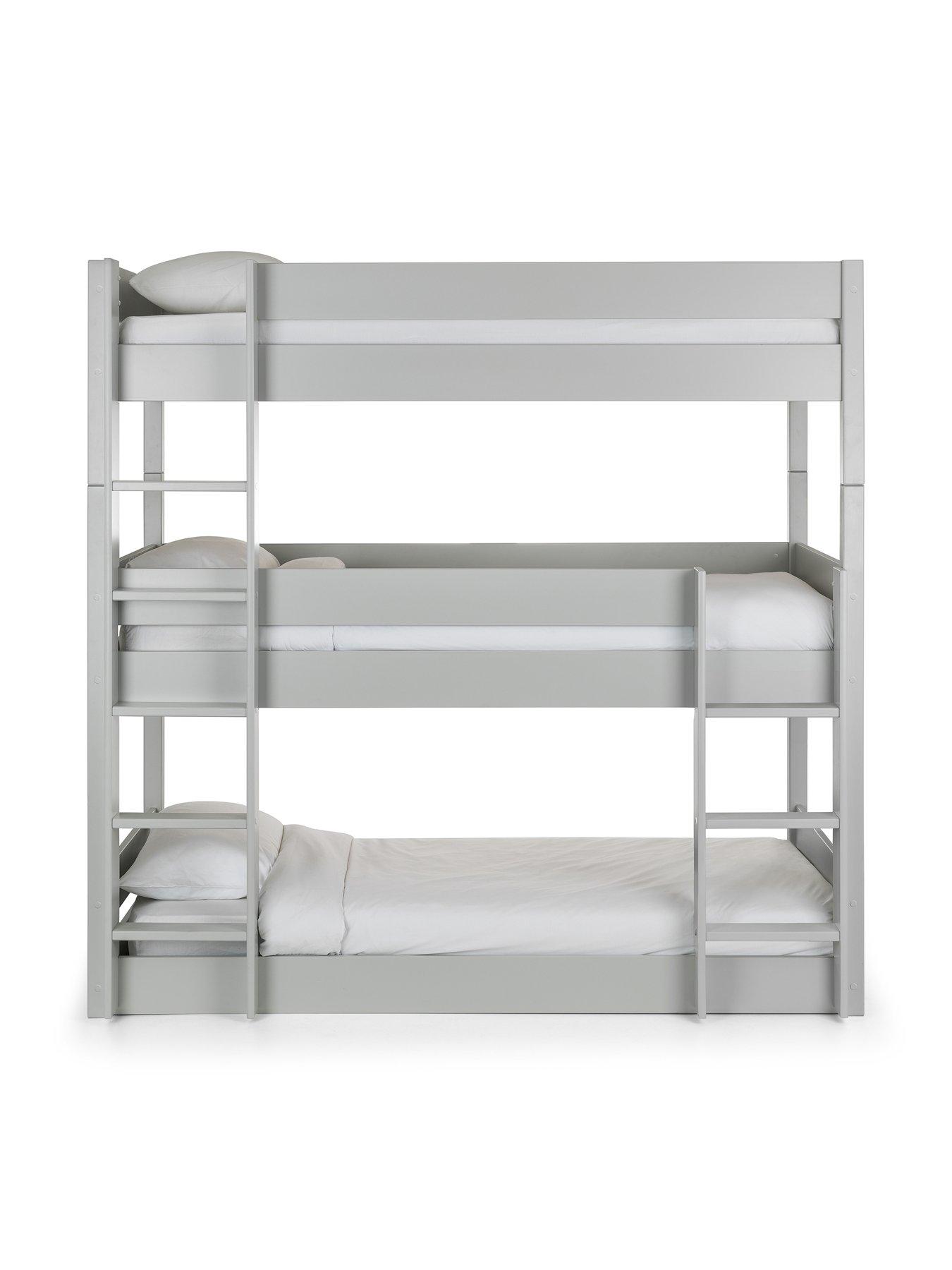 Image 3 of 7 of Julian Bowen Trio Triple Stacker Bunk Bed with Spring Mattress Option - Light Grey