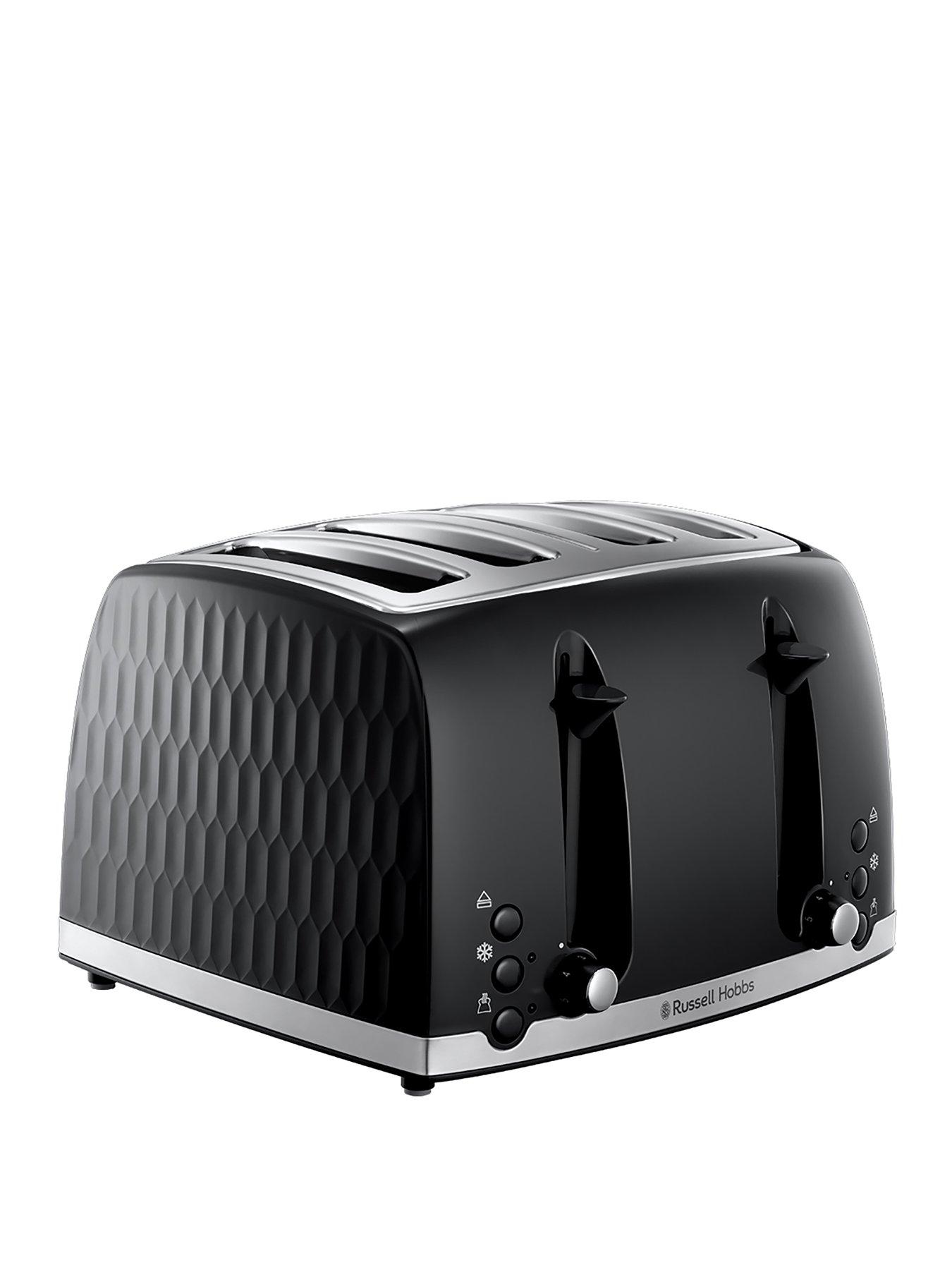 Image 1 of 7 of Russell Hobbs Honeycomb 4 Slice Black Plastic Toaster - 26071