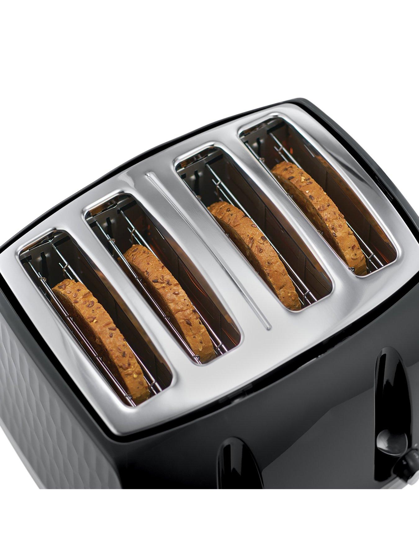 Image 4 of 7 of Russell Hobbs Honeycomb 4 Slice Black Plastic Toaster - 26071