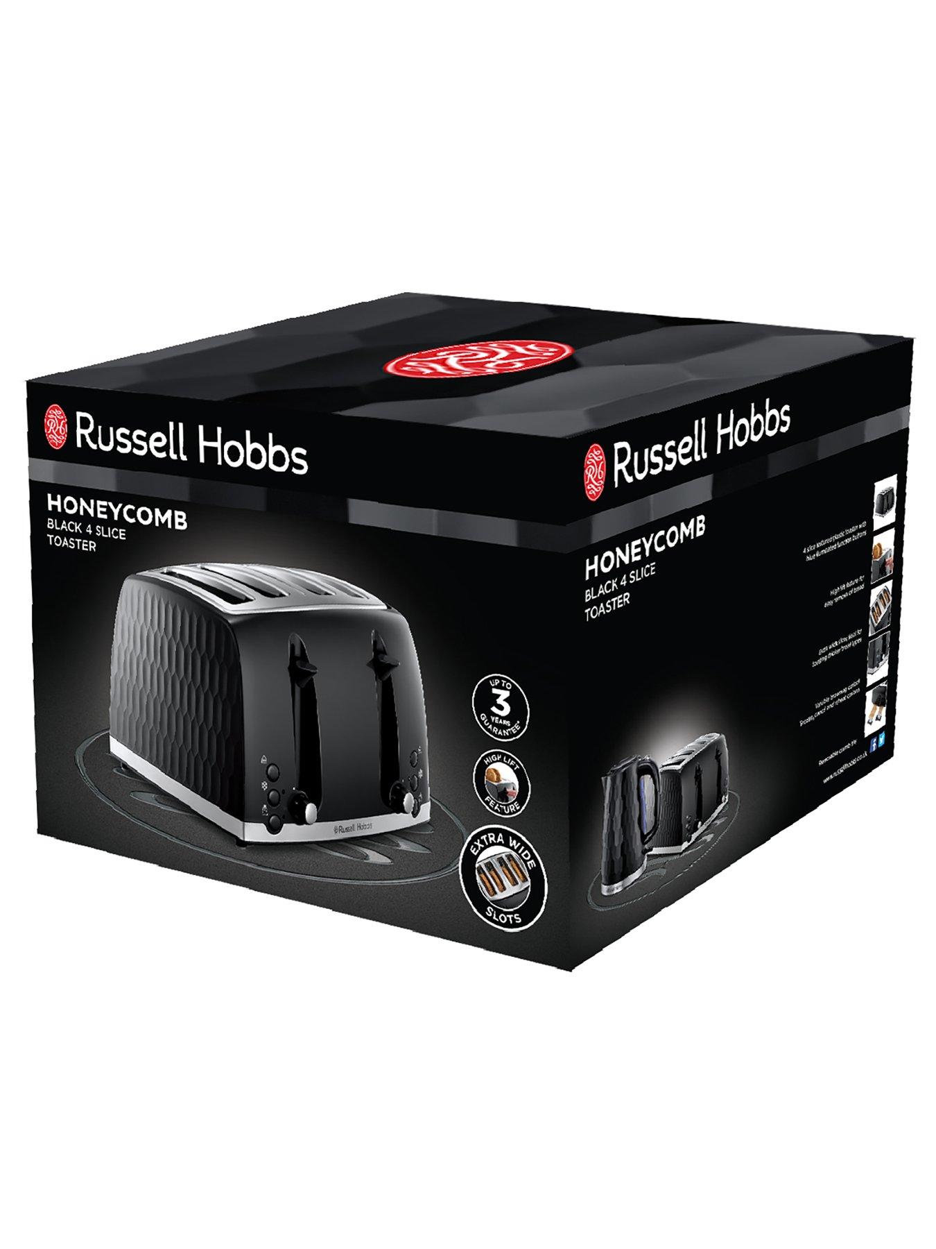 Image 6 of 7 of Russell Hobbs Honeycomb 4 Slice Black Plastic Toaster - 26071