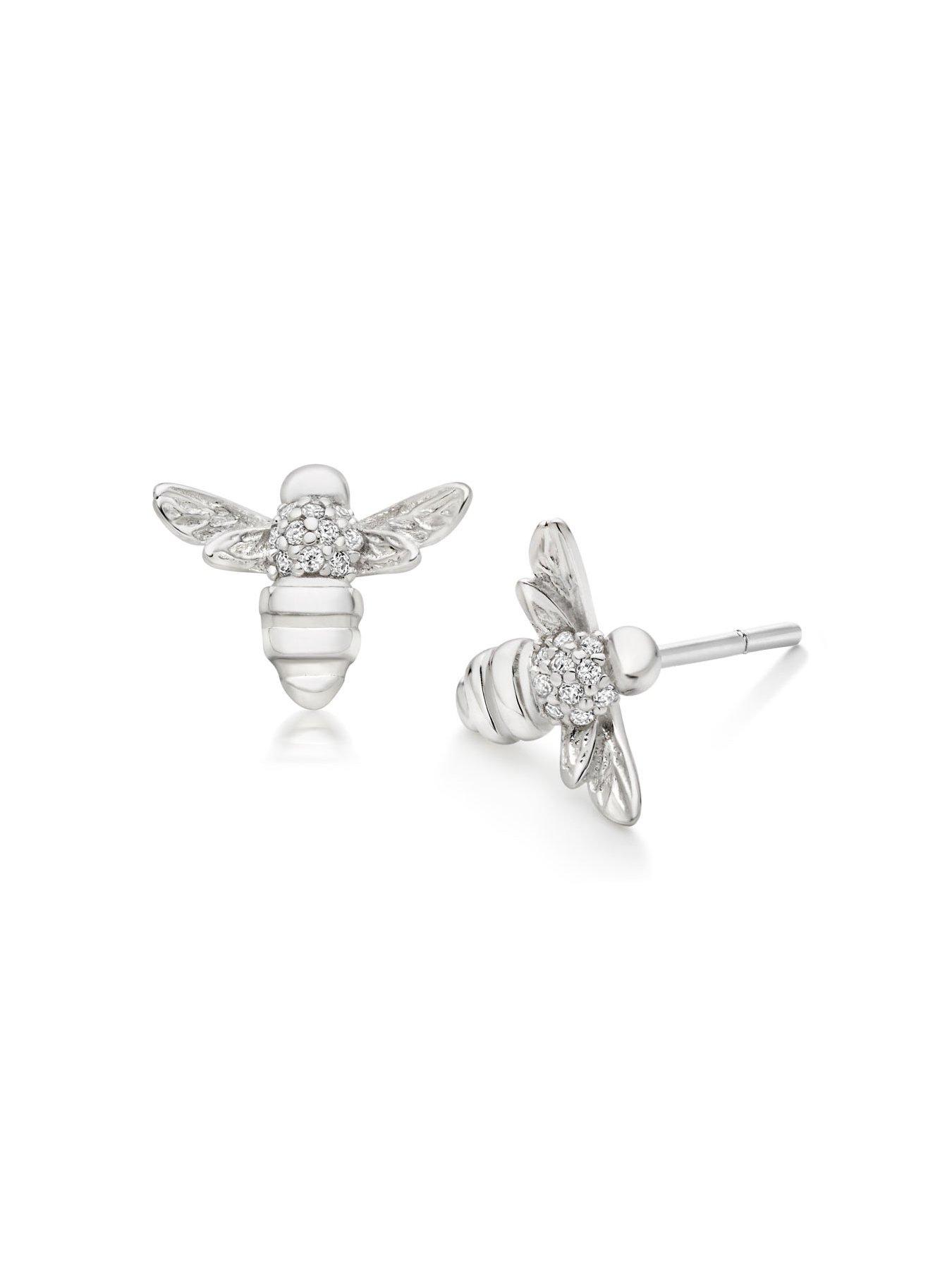 Image 3 of 4 of Beaverbrooks Silver Cubic Zirconia Bumble Bee Stud Earrings
