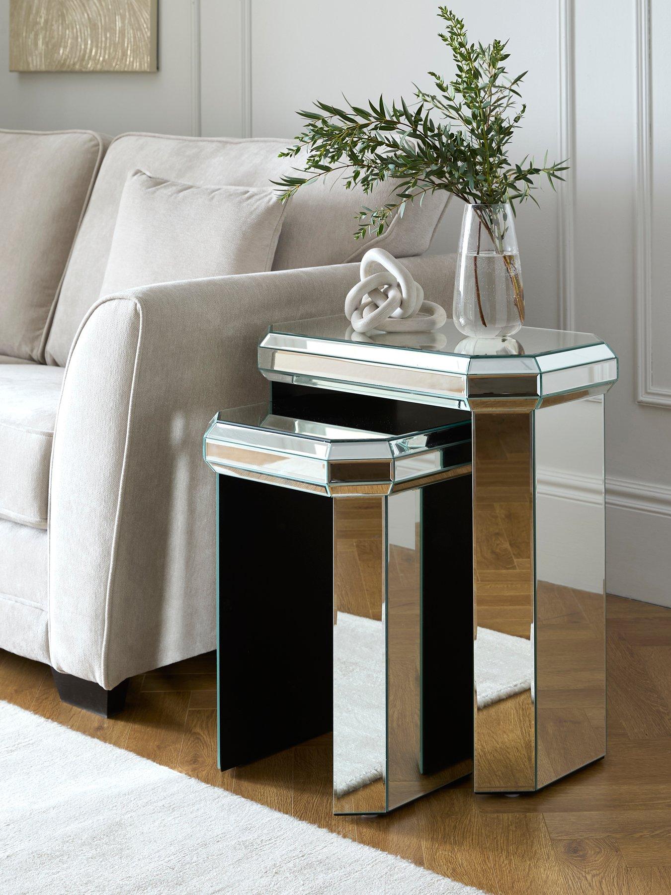 Very Home Ready Assembled Plinth Mirrored Nest of 2 Tables - FSC® Certified