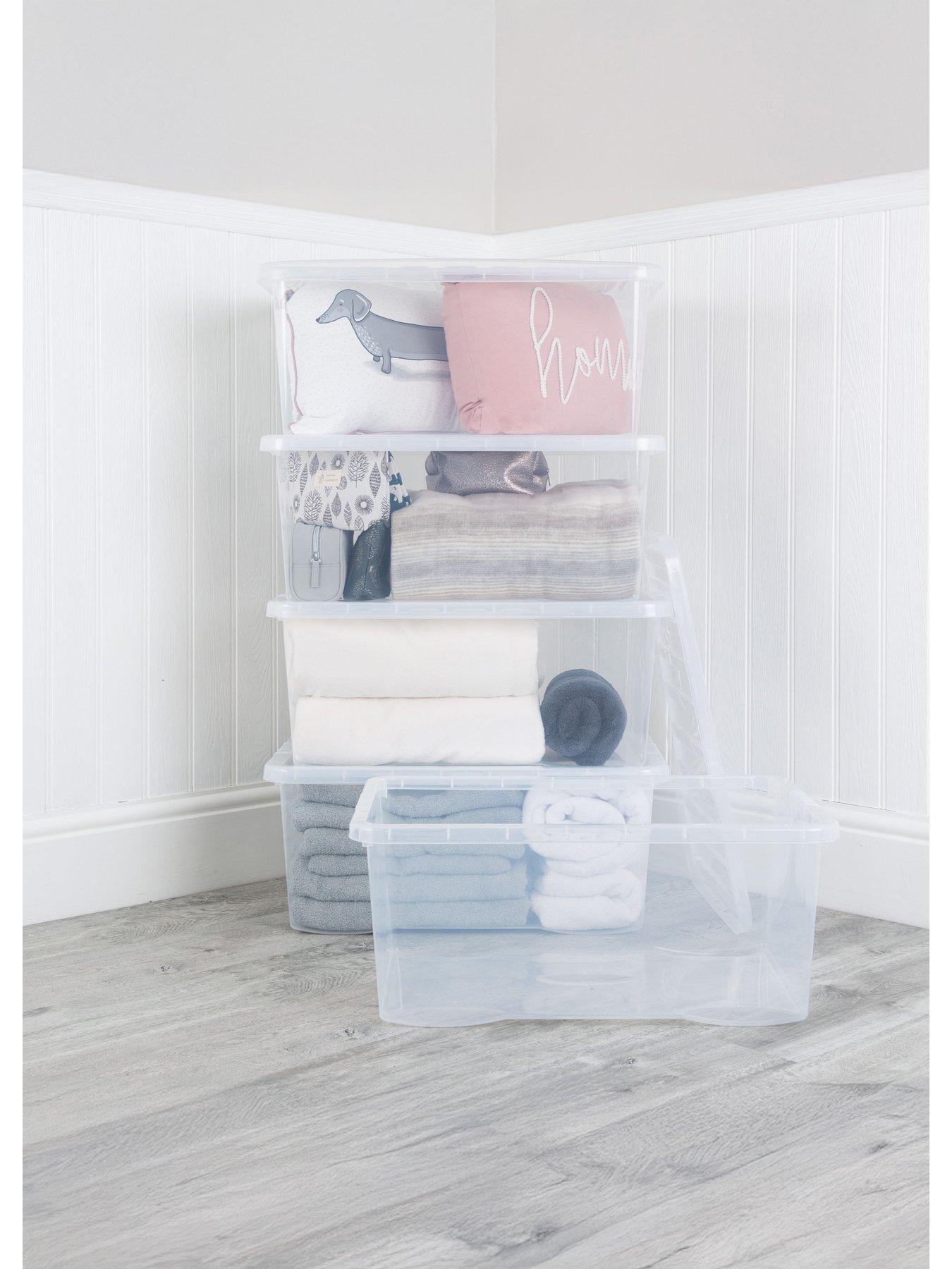 Image of Wham Set of 2 Clear Plastic Crystal Storage Boxes – 45 litres each