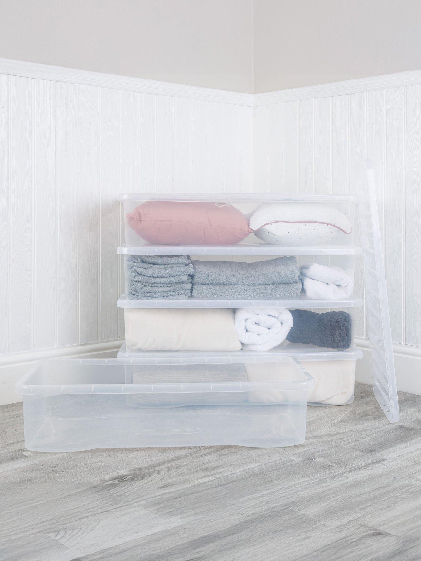 Image 1 of 5 of Wham Set of 2 Clear Plastic Crystal Underbed Storage Boxes &ndash; 42 litres each