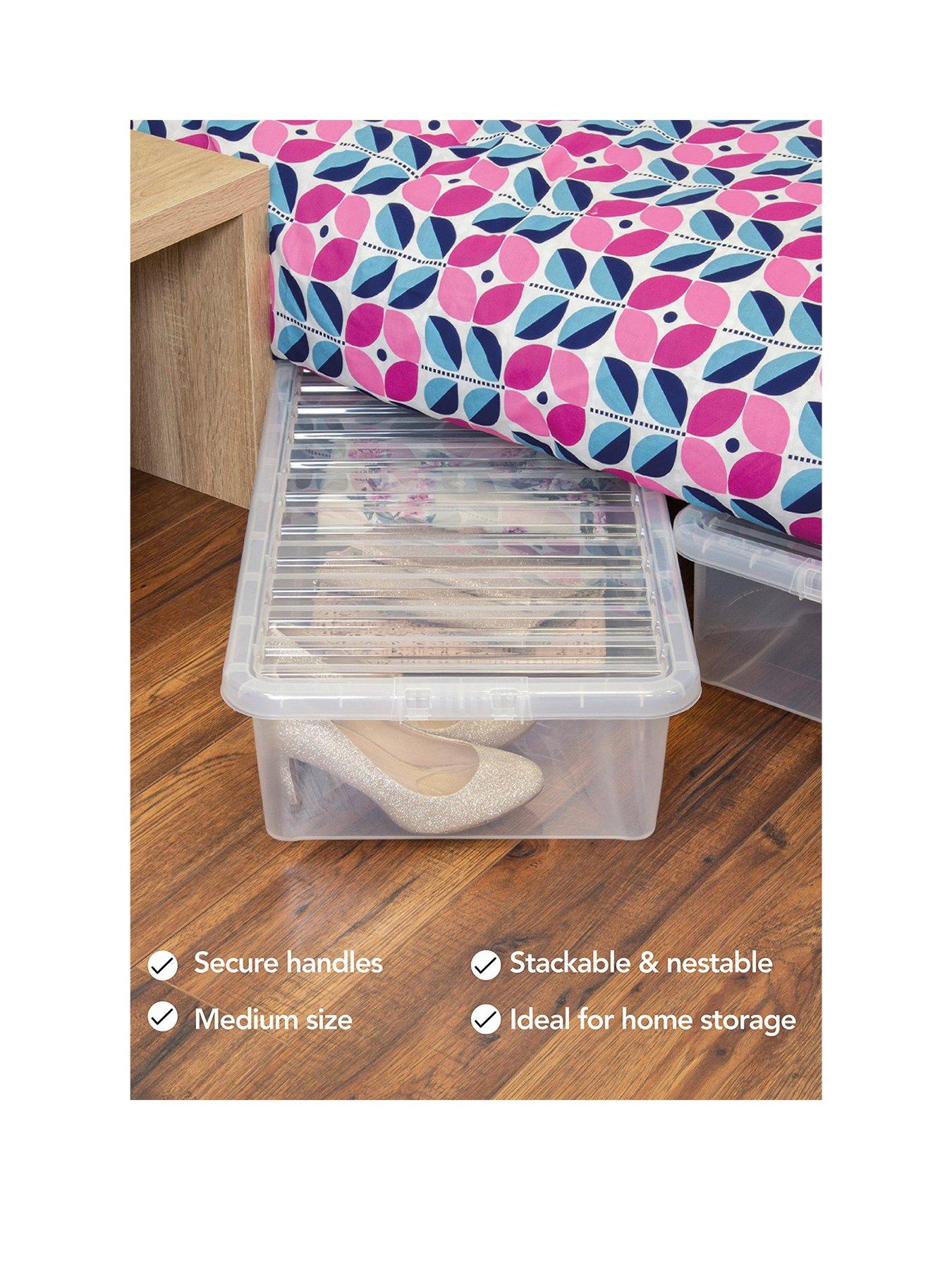 Image 2 of 5 of Wham Set of 2 Clear Plastic Crystal Underbed Storage Boxes &ndash; 42 litres each